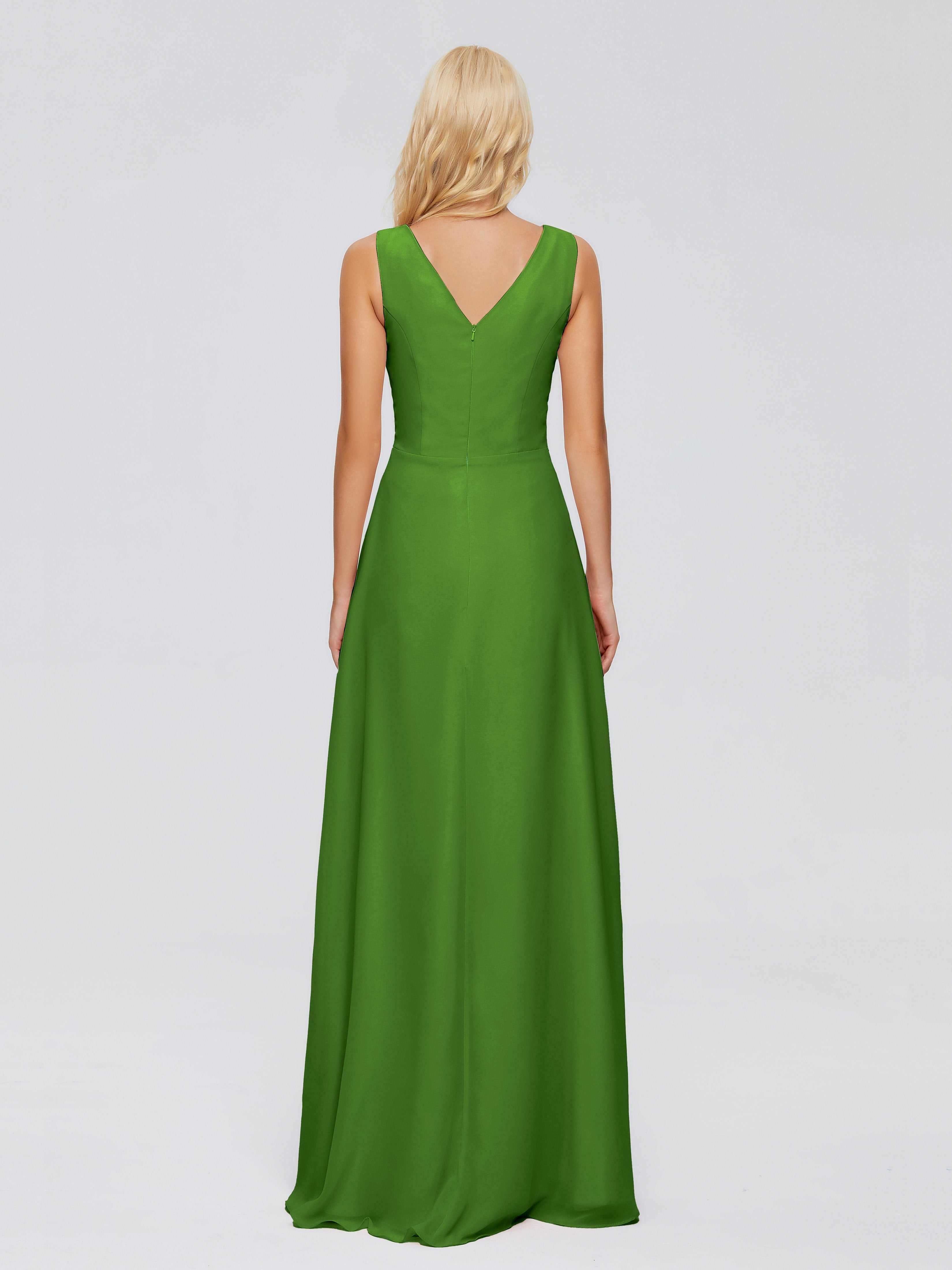 Maria V Neck Sleeveless Chiffon Bridesmaid Dresses