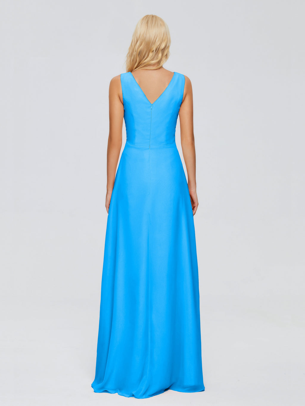 Maria V Neck Sleeveless Chiffon Bridesmaid Dresses