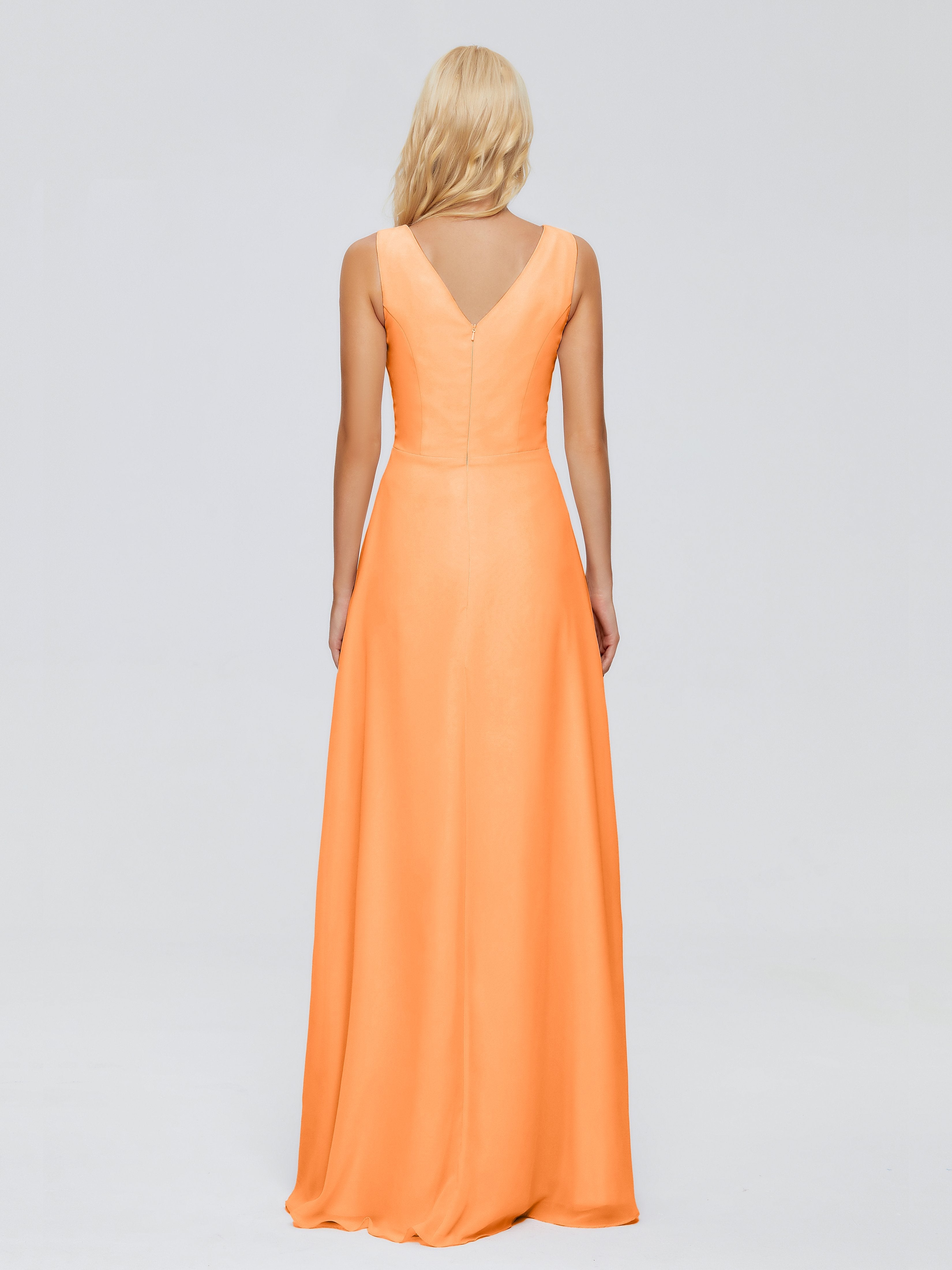 Maria V Neck Sleeveless Chiffon Bridesmaid Dresses