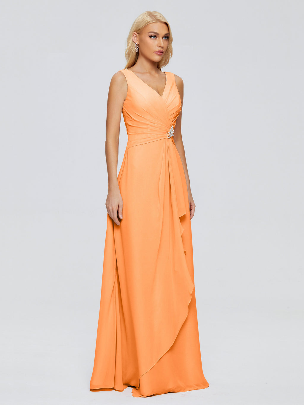 Maria V Neck Sleeveless Chiffon Bridesmaid Dresses