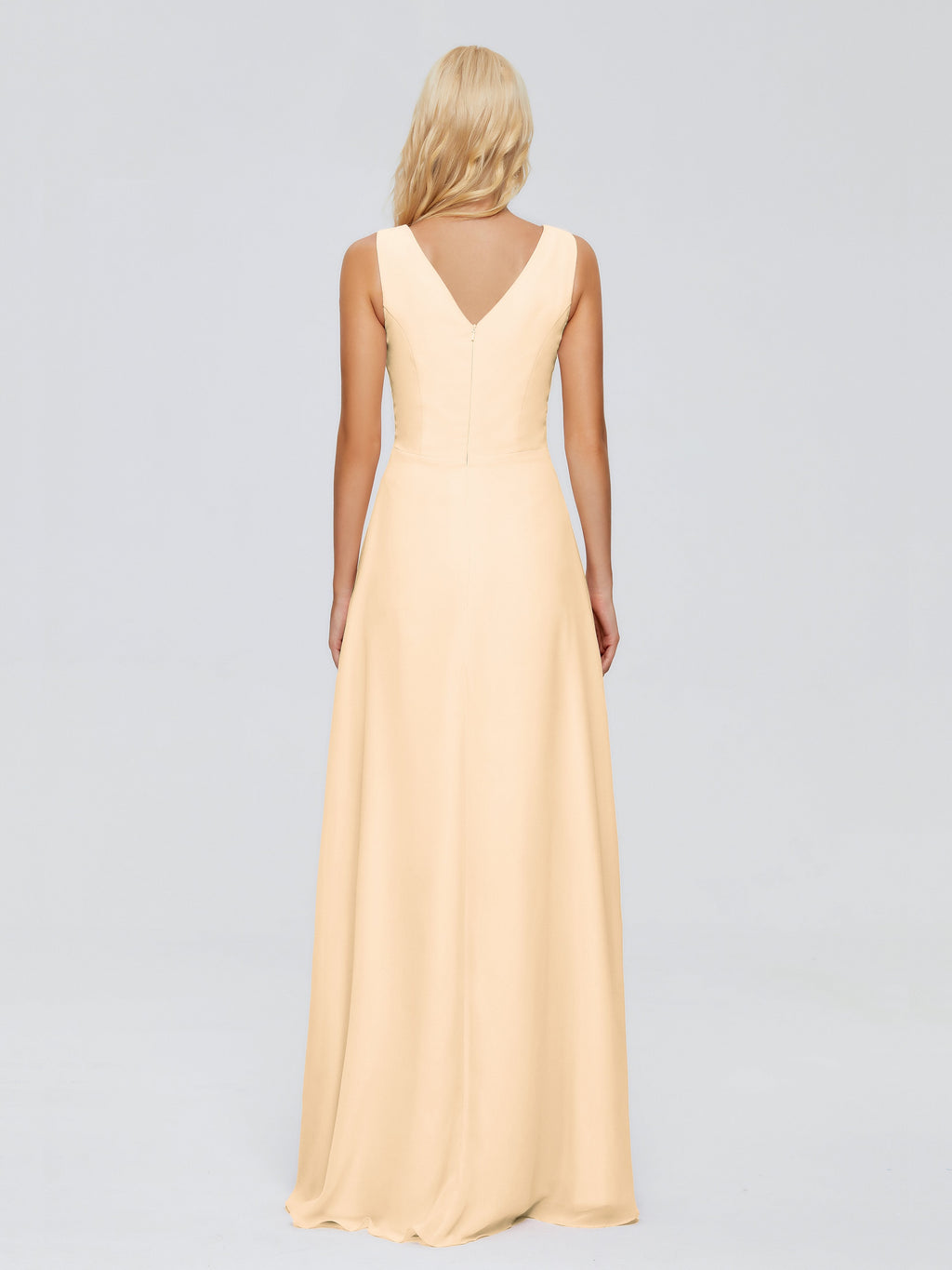 Maria V Neck Sleeveless Chiffon Bridesmaid Dresses