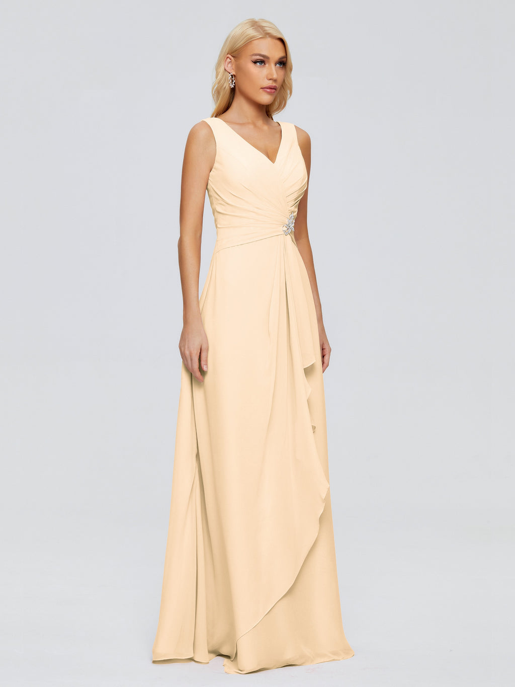Maria V Neck Sleeveless Chiffon Bridesmaid Dresses