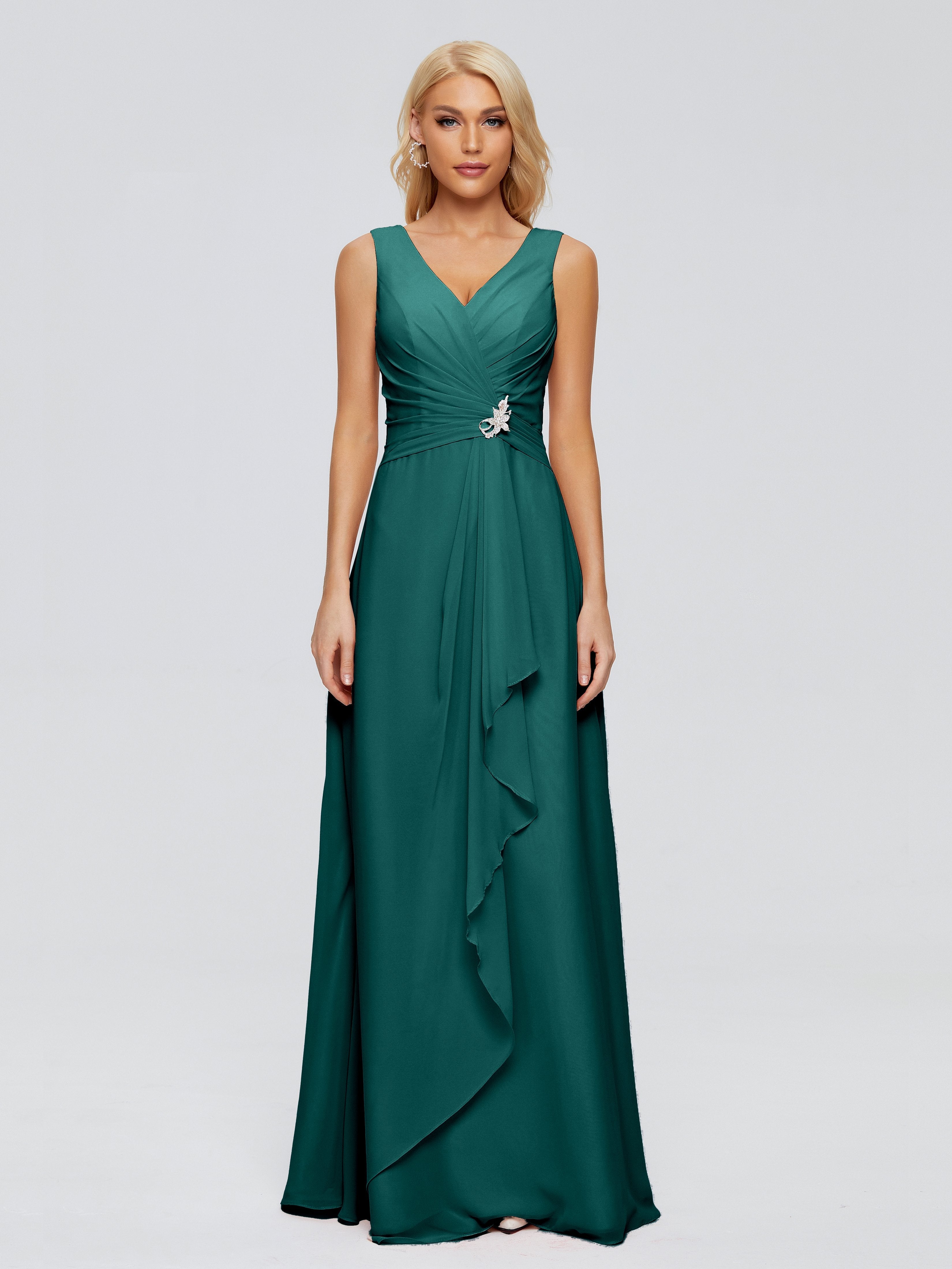 Maria V Neck Sleeveless Chiffon Bridesmaid Dresses