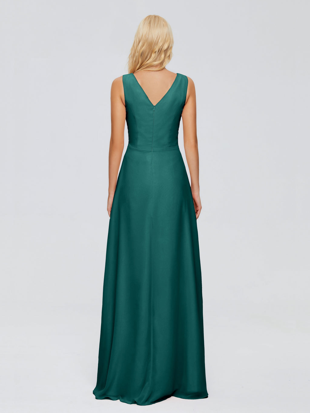 Maria V Neck Sleeveless Chiffon Bridesmaid Dresses