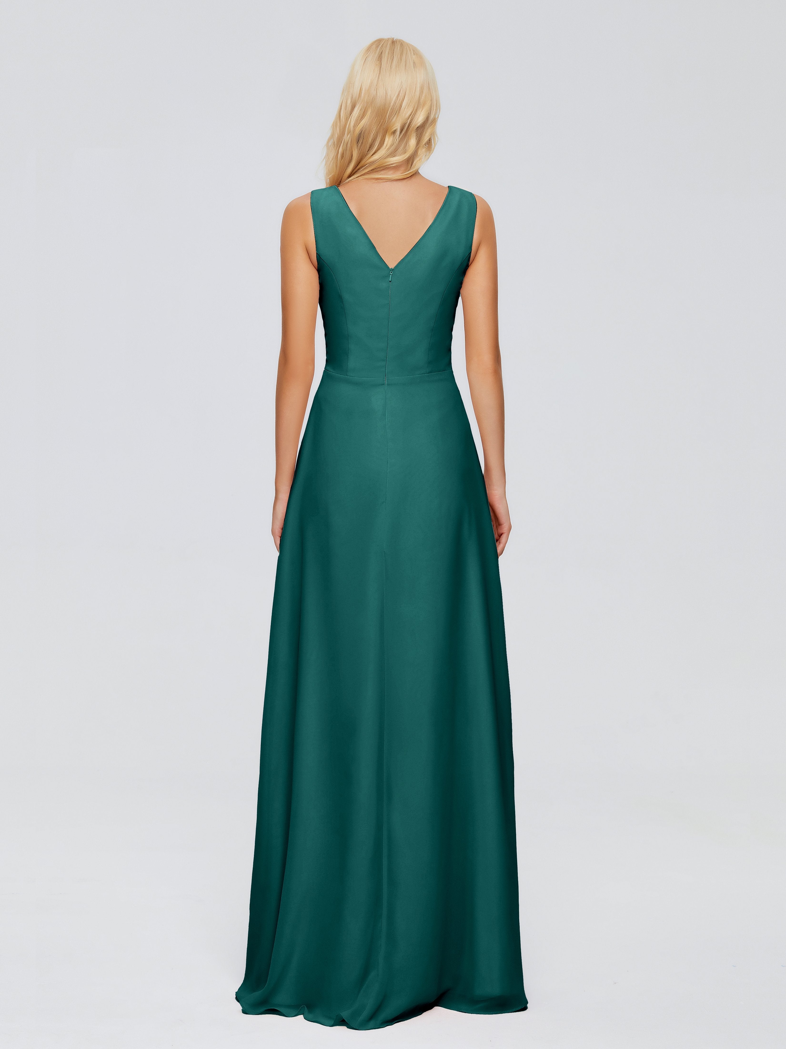 Maria V Neck Sleeveless Chiffon Bridesmaid Dresses