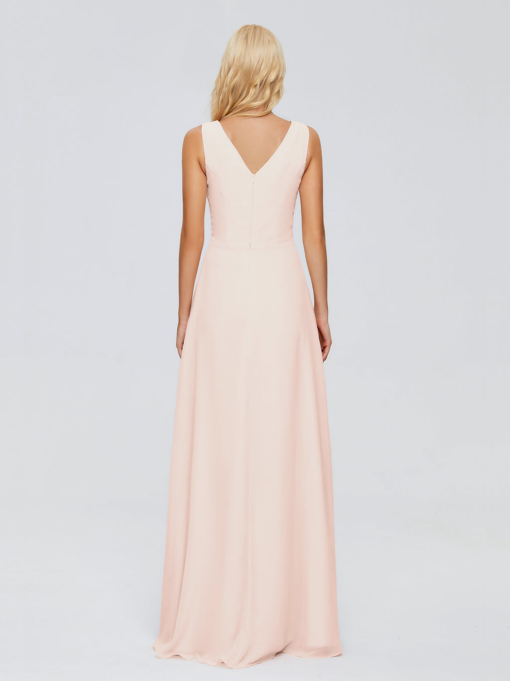 Maria V Neck Sleeveless Chiffon Bridesmaid Dresses