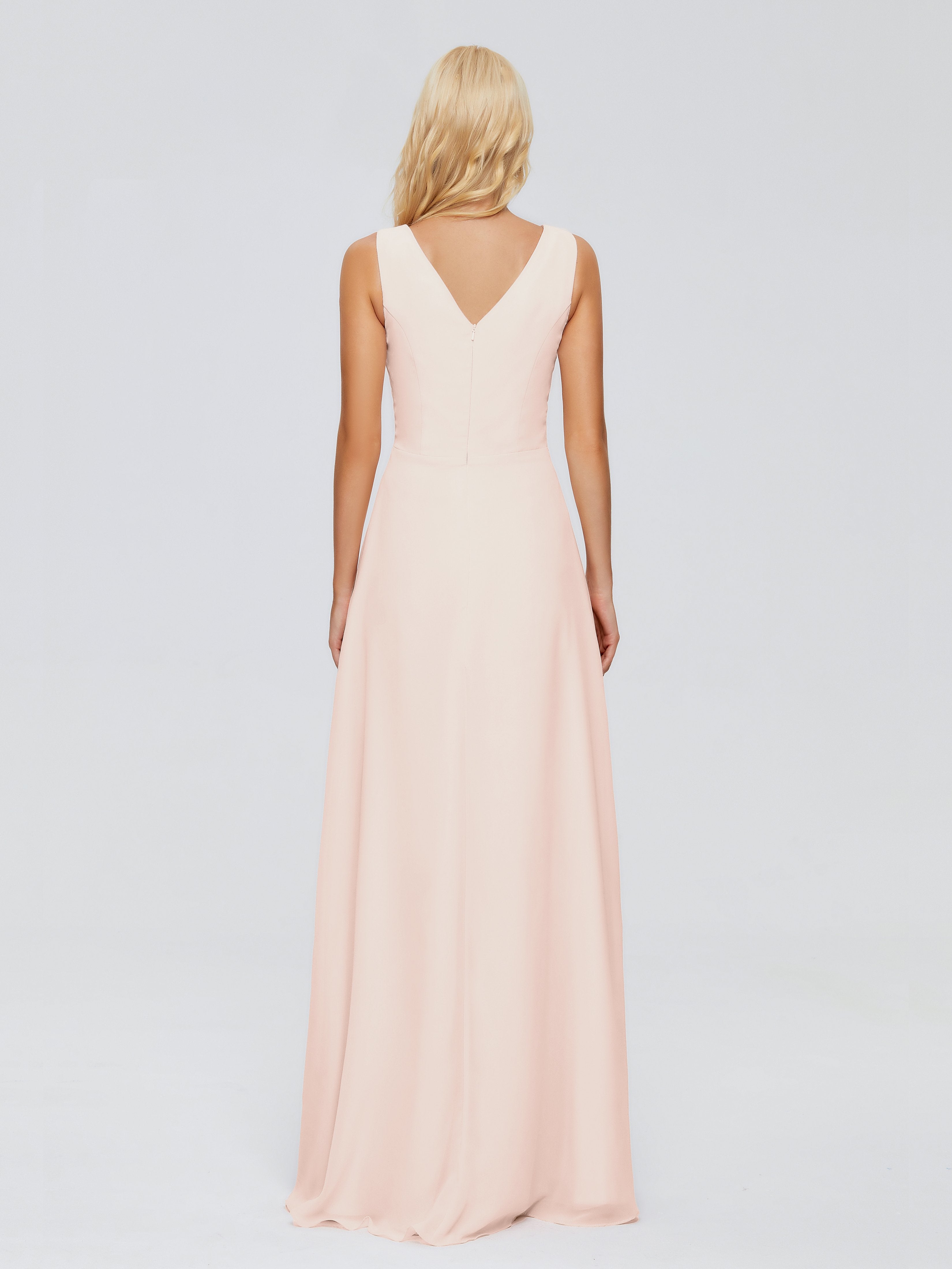 Maria V Neck Sleeveless Chiffon Bridesmaid Dresses