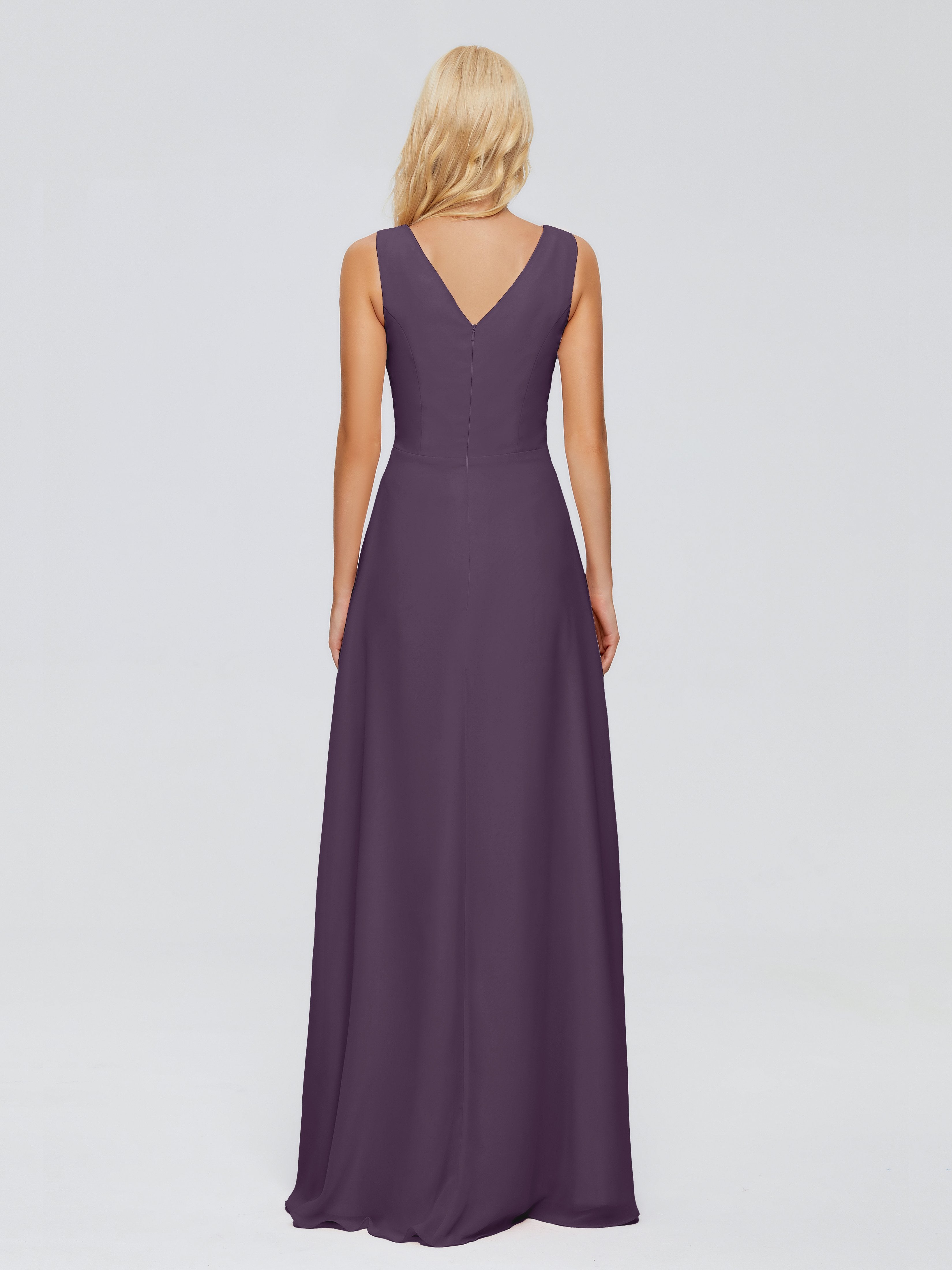 Maria V Neck Sleeveless Chiffon Bridesmaid Dresses