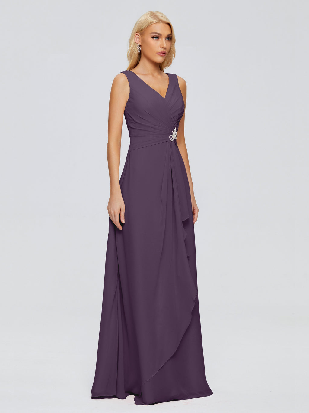 Maria V Neck Sleeveless Chiffon Bridesmaid Dresses
