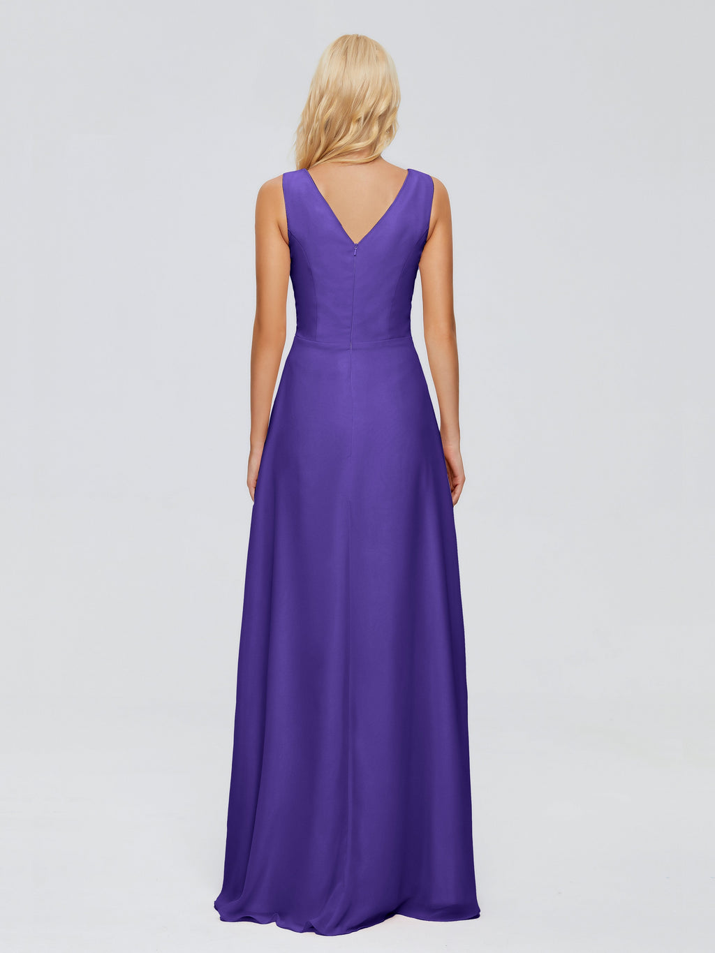 Maria V Neck Sleeveless Chiffon Bridesmaid Dresses