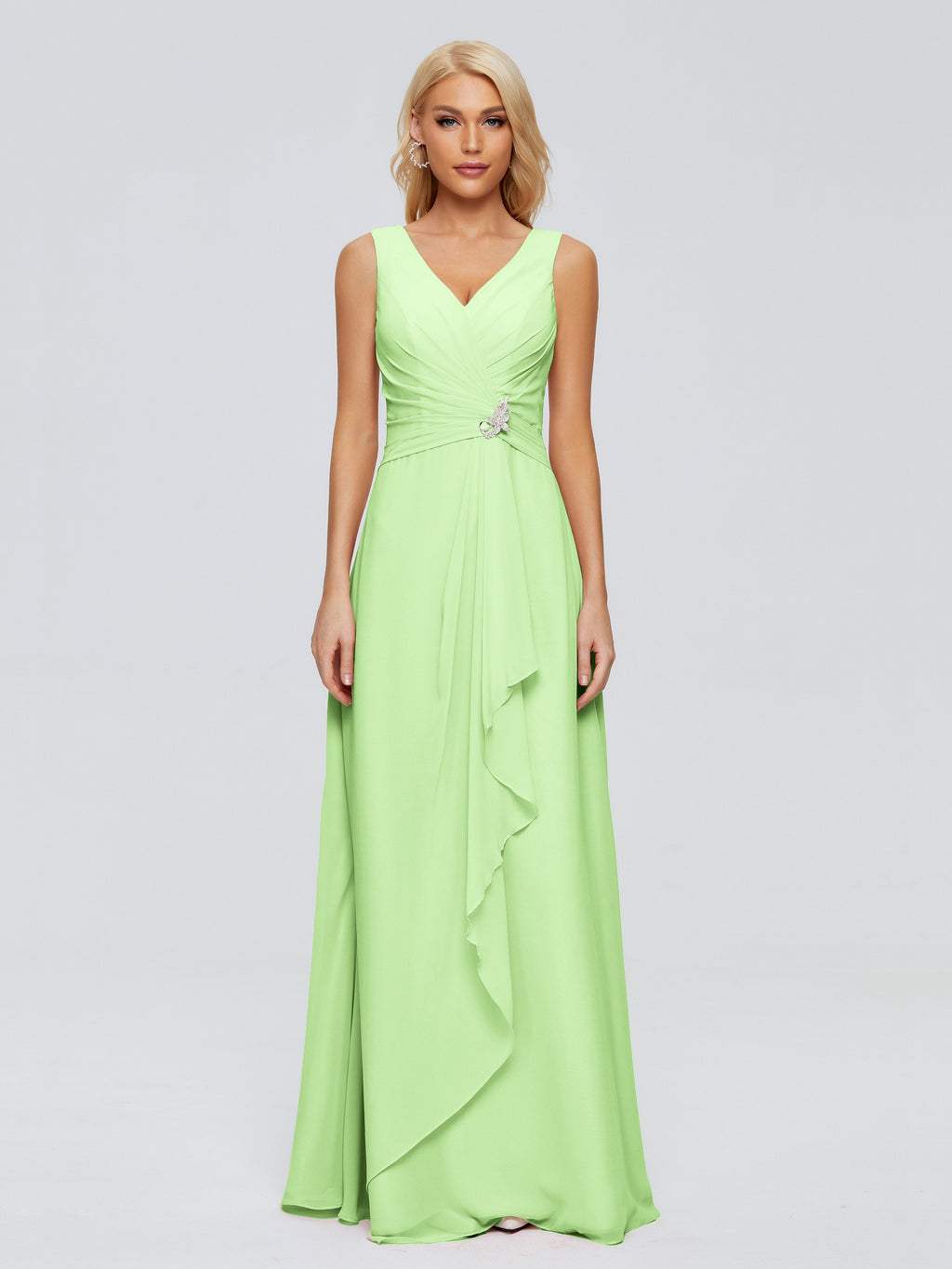 Maria V Neck Sleeveless Chiffon Bridesmaid Dresses