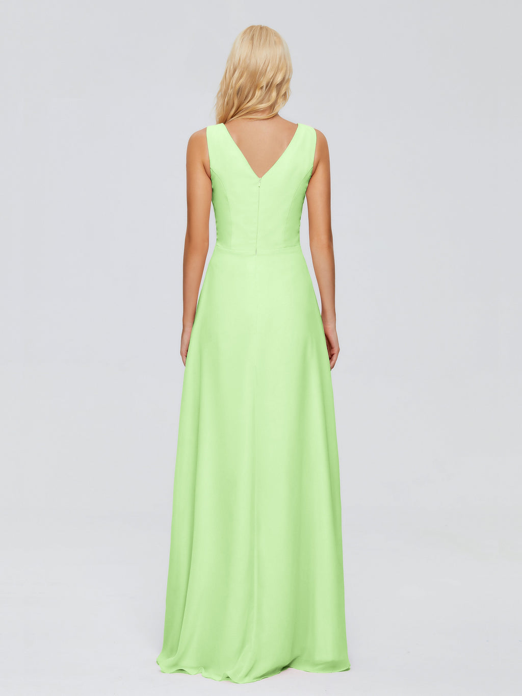 Maria V Neck Sleeveless Chiffon Bridesmaid Dresses