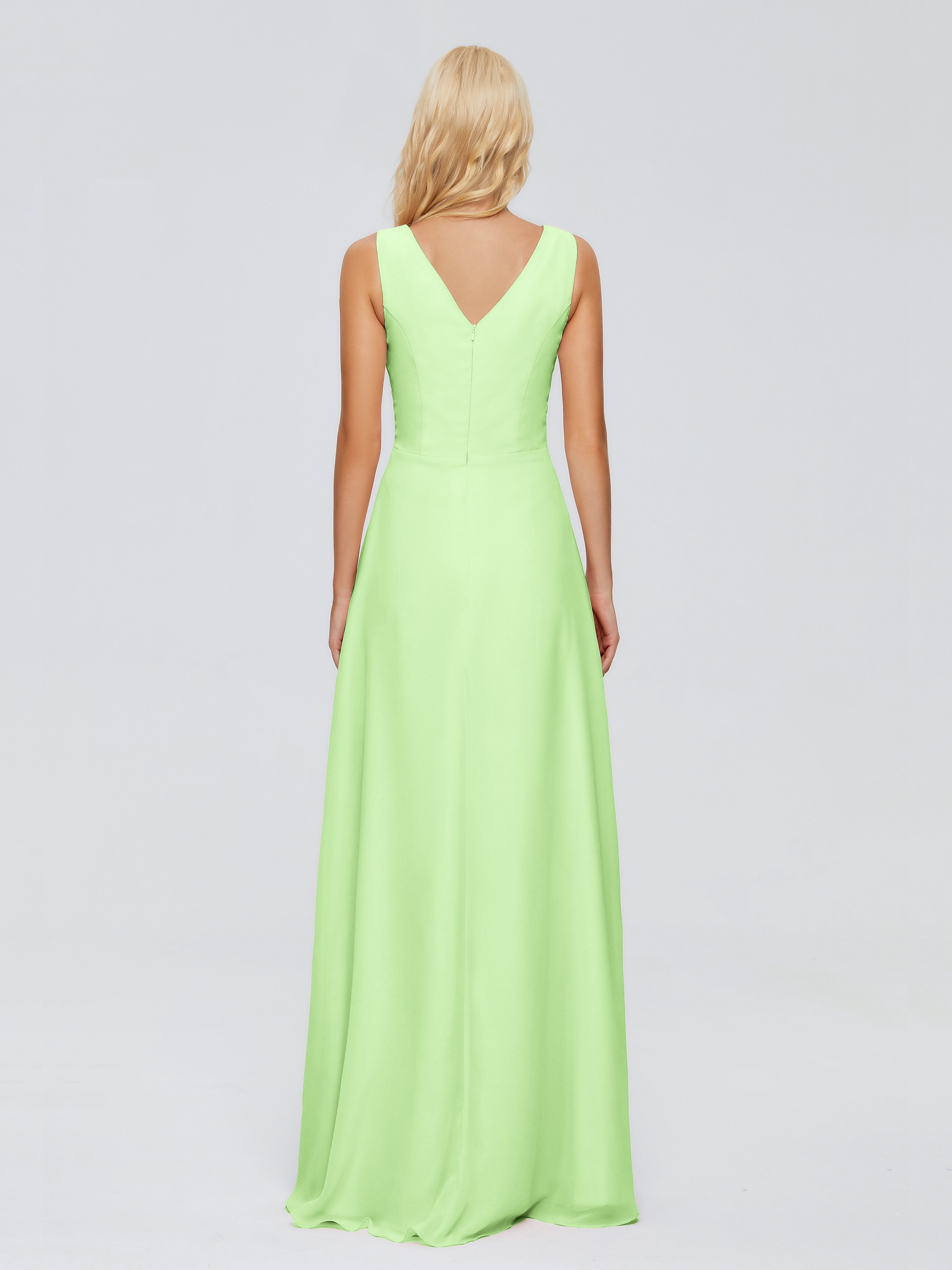 Maria V Neck Sleeveless Chiffon Bridesmaid Dresses