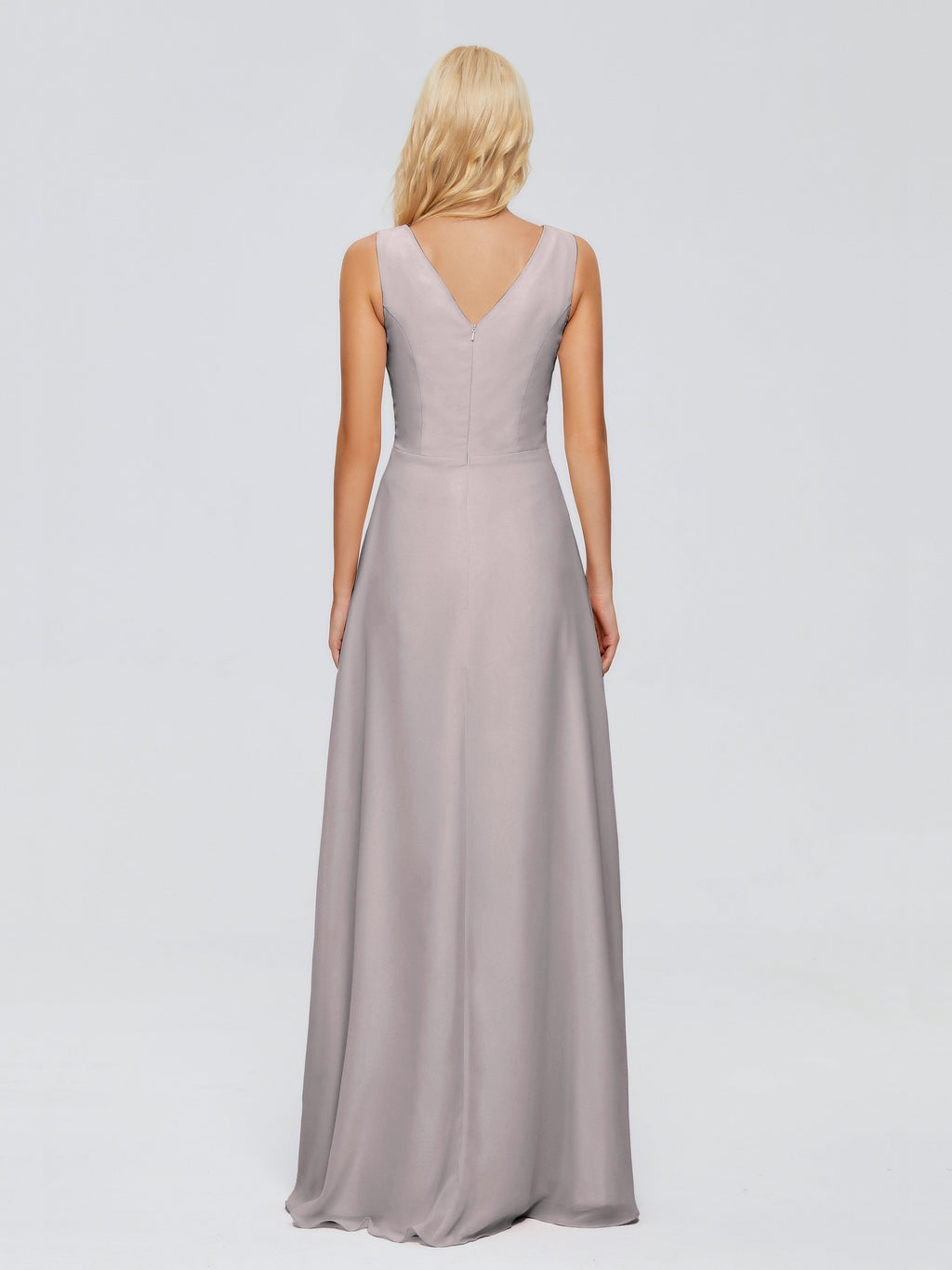 Maria V Neck Sleeveless Chiffon Bridesmaid Dresses