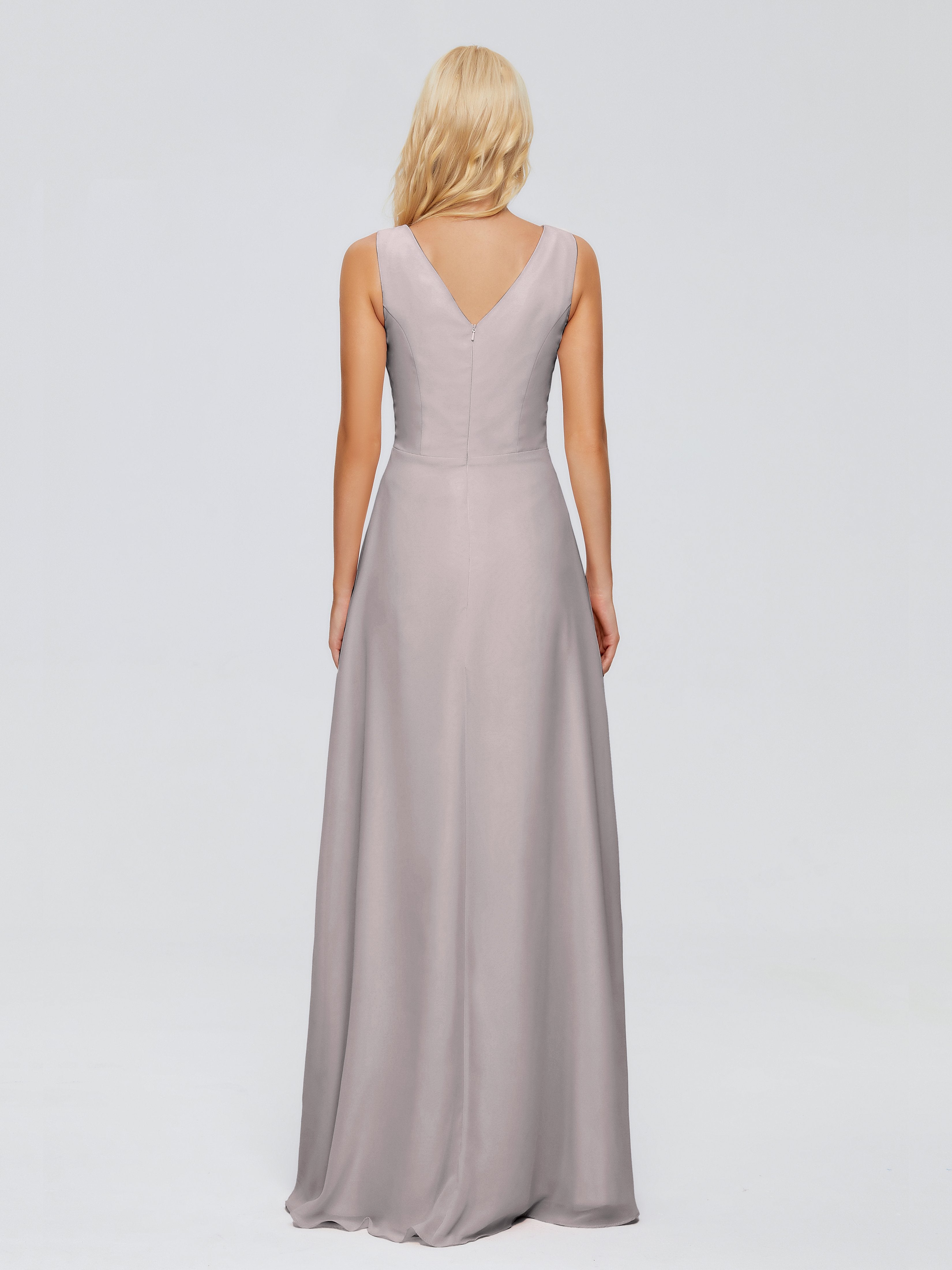 Maria V Neck Sleeveless Chiffon Bridesmaid Dresses