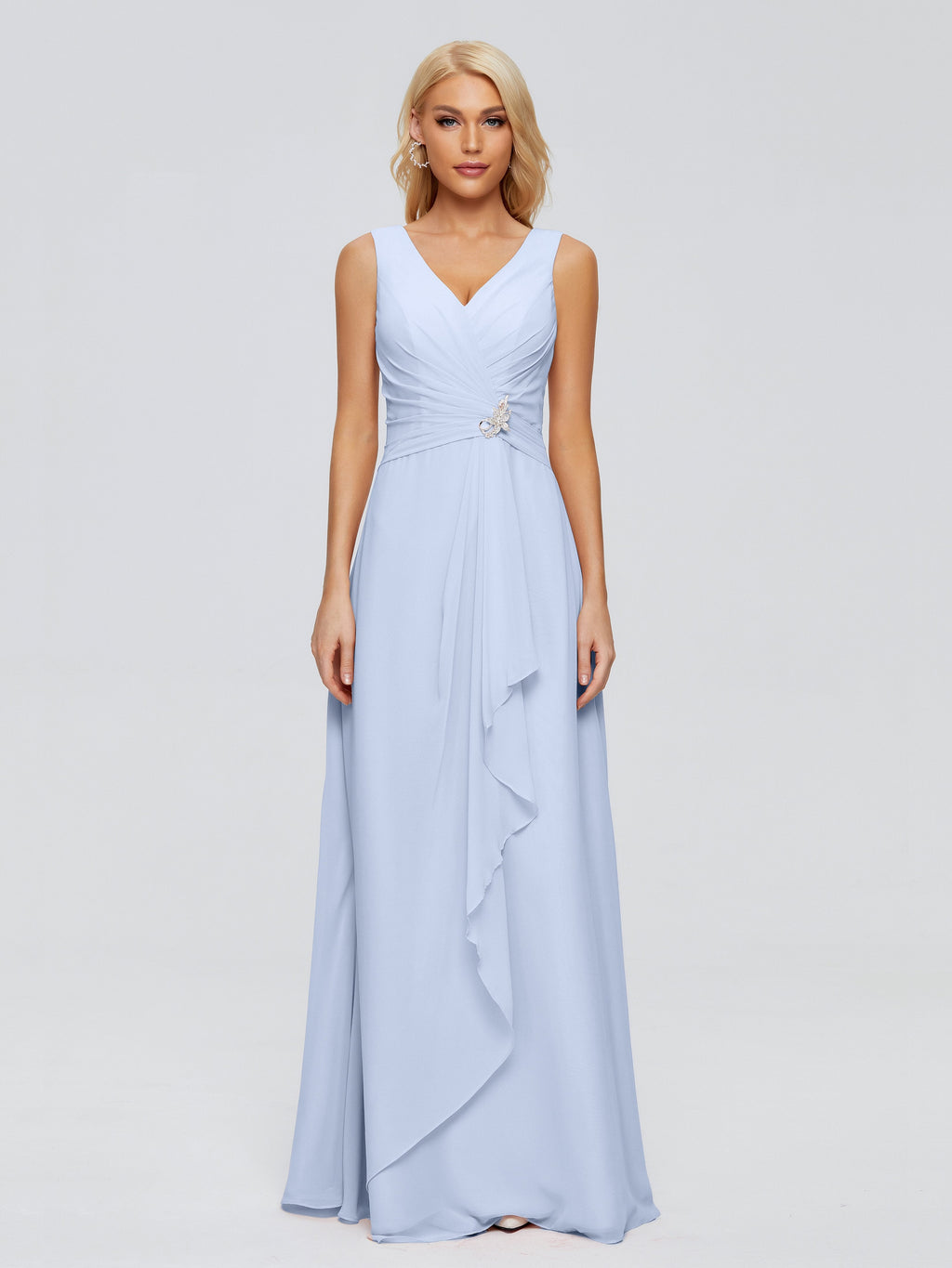 Maria V Neck Sleeveless Chiffon Bridesmaid Dresses