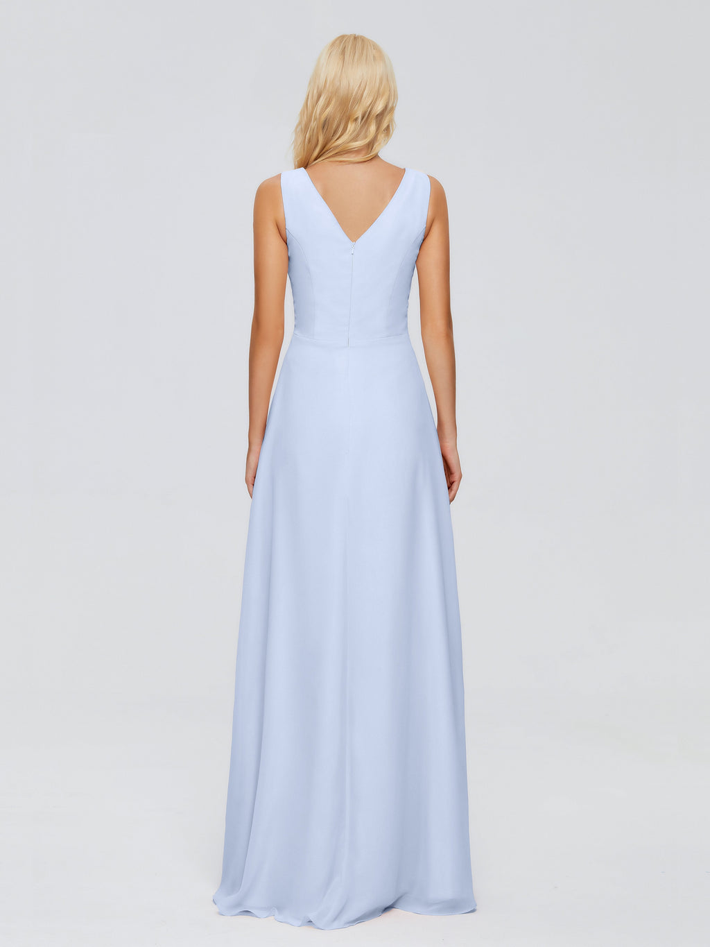 Maria V Neck Sleeveless Chiffon Bridesmaid Dresses