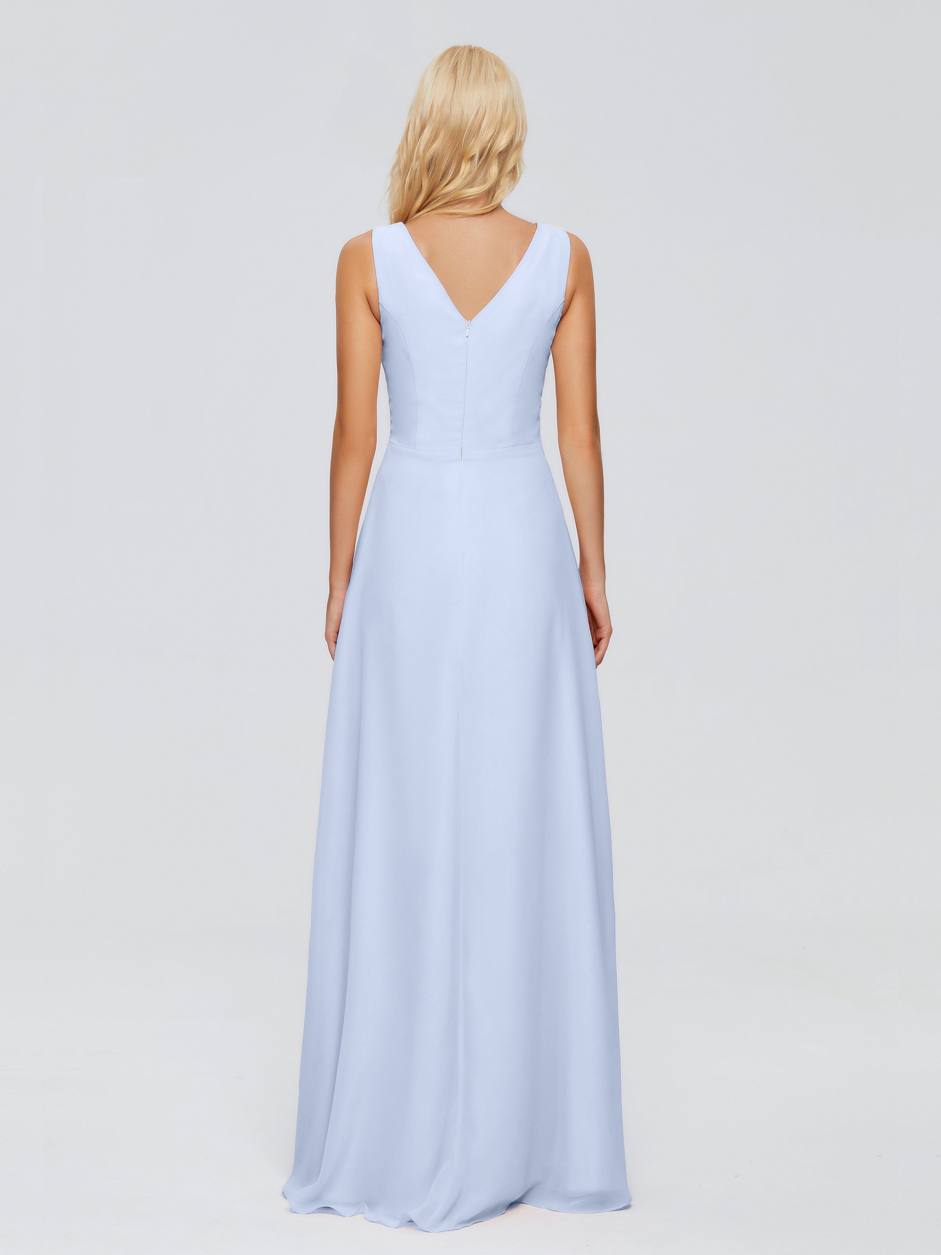 Maria V Neck Sleeveless Chiffon Bridesmaid Dresses