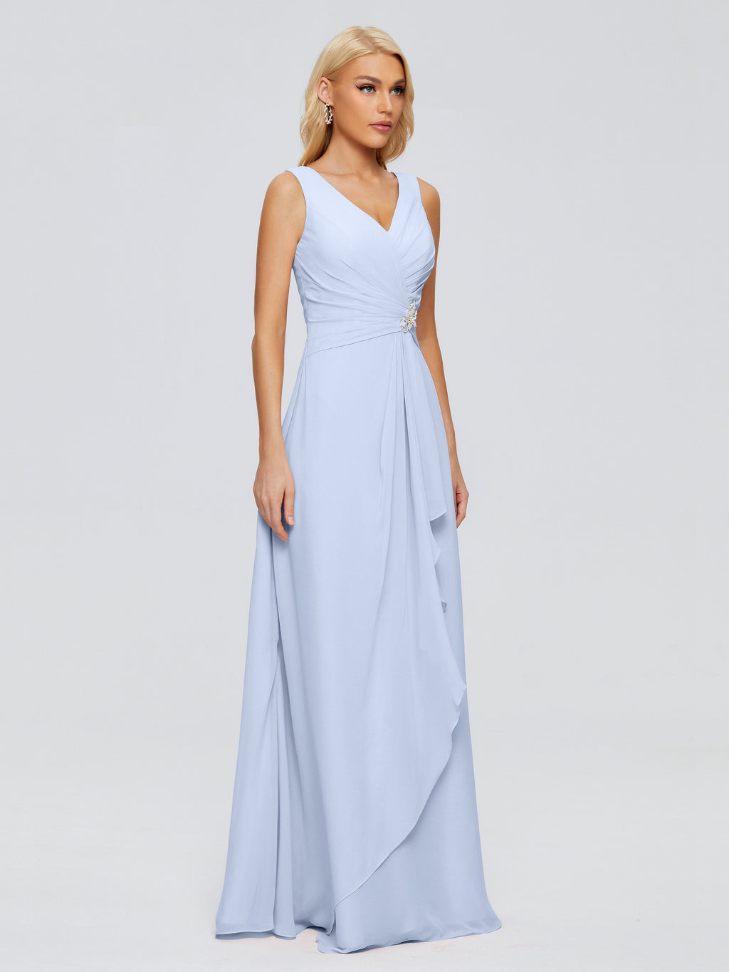Maria V Neck Sleeveless Chiffon Bridesmaid Dresses