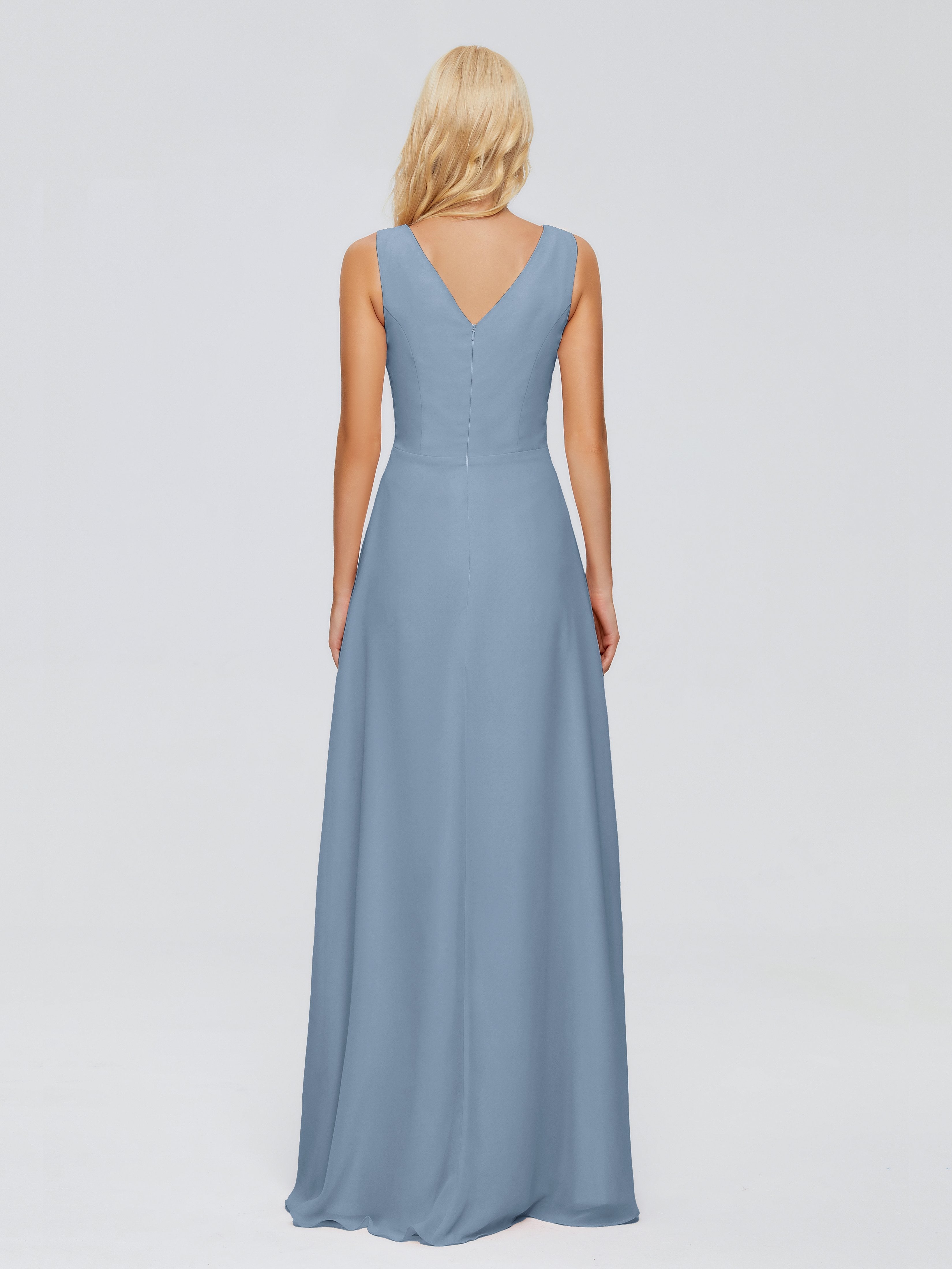 Maria V Neck Sleeveless Chiffon Bridesmaid Dresses