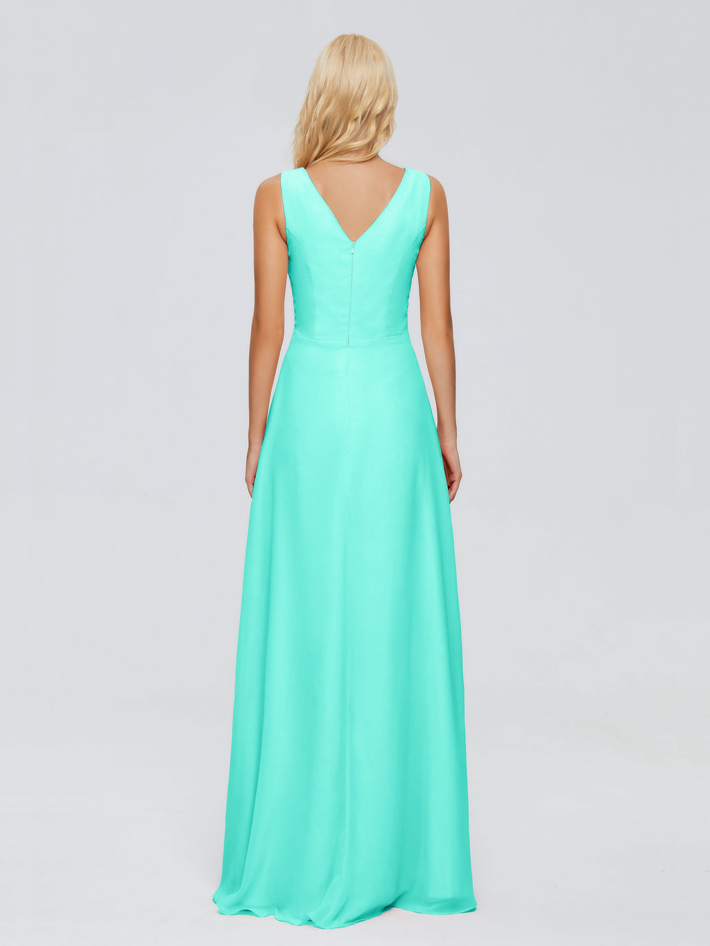 Maria V Neck Sleeveless Chiffon Bridesmaid Dresses