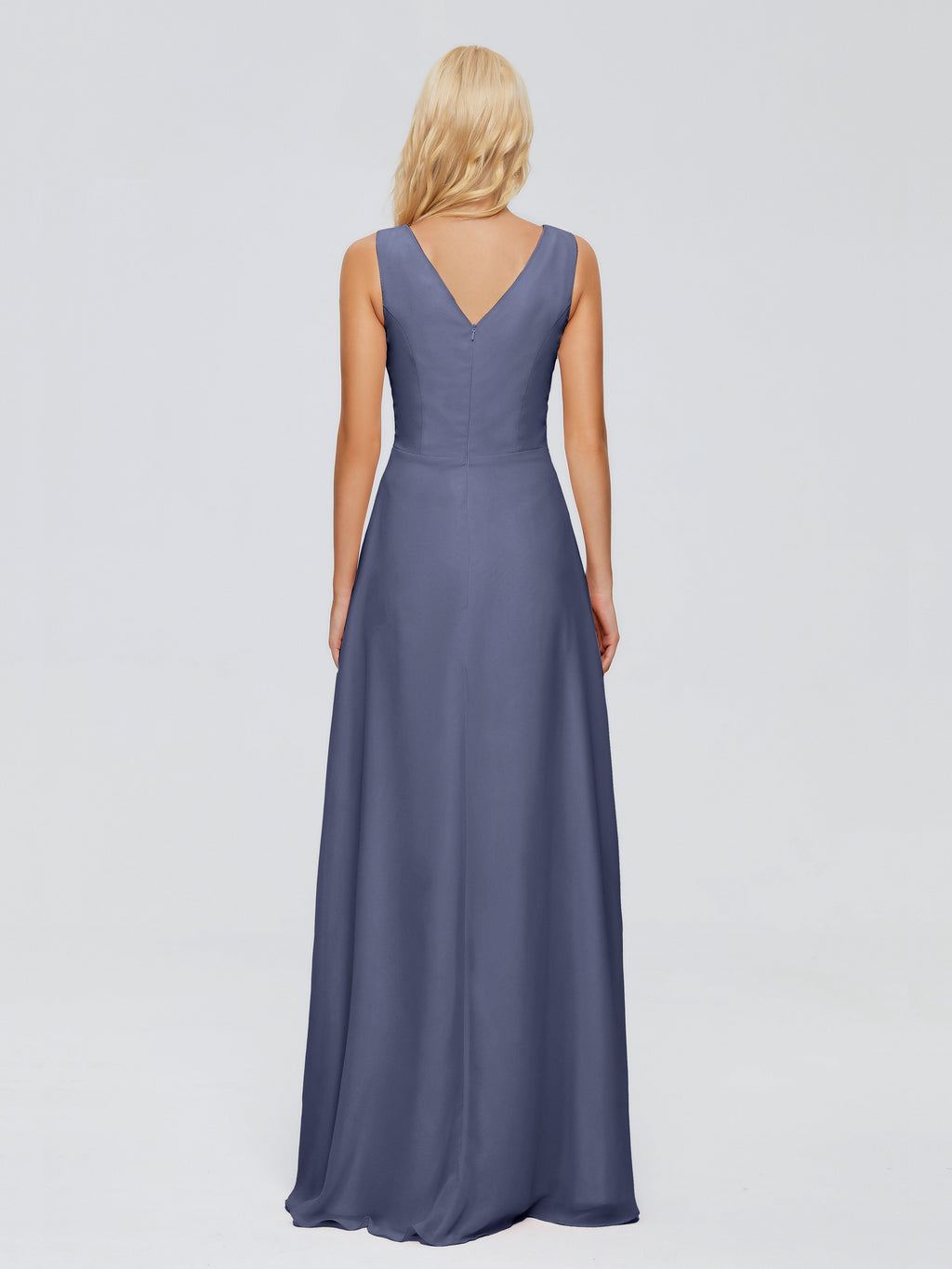 Maria V Neck Sleeveless Chiffon Bridesmaid Dresses