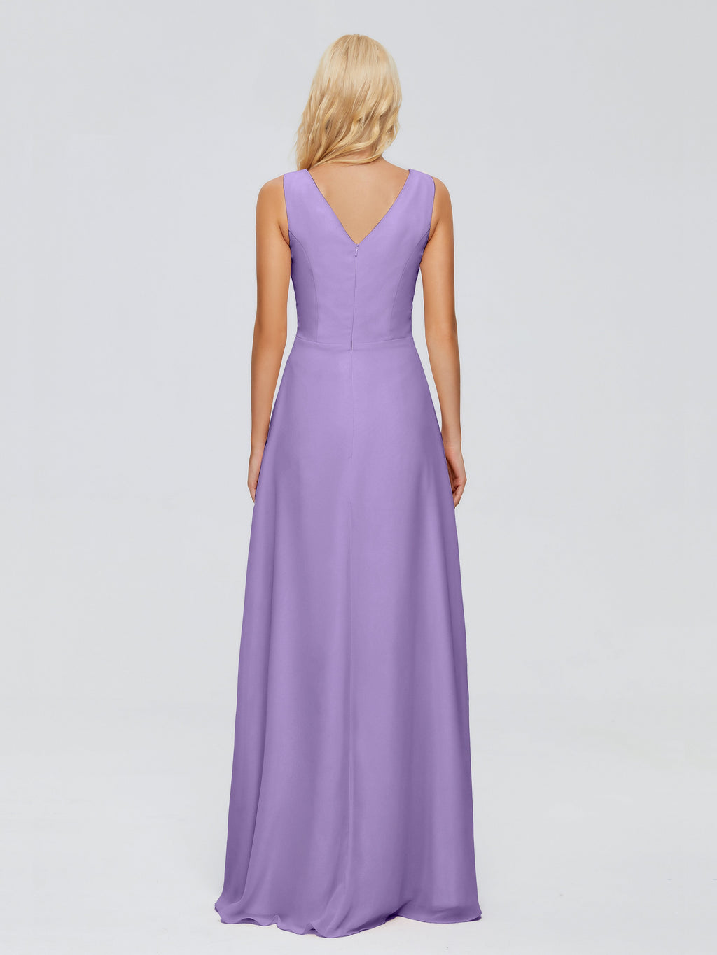 Maria V Neck Sleeveless Chiffon Bridesmaid Dresses