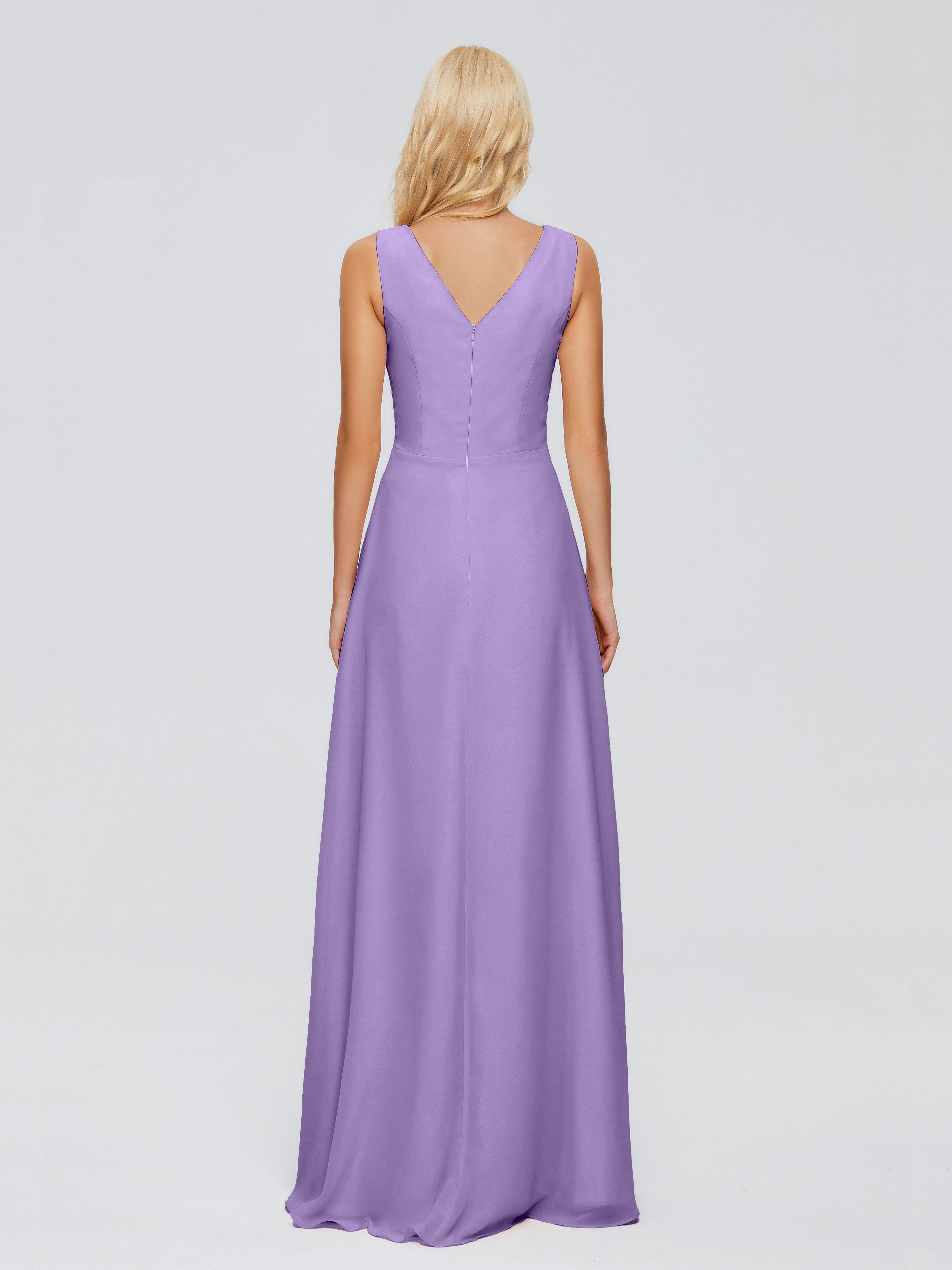 Maria V Neck Sleeveless Chiffon Bridesmaid Dresses
