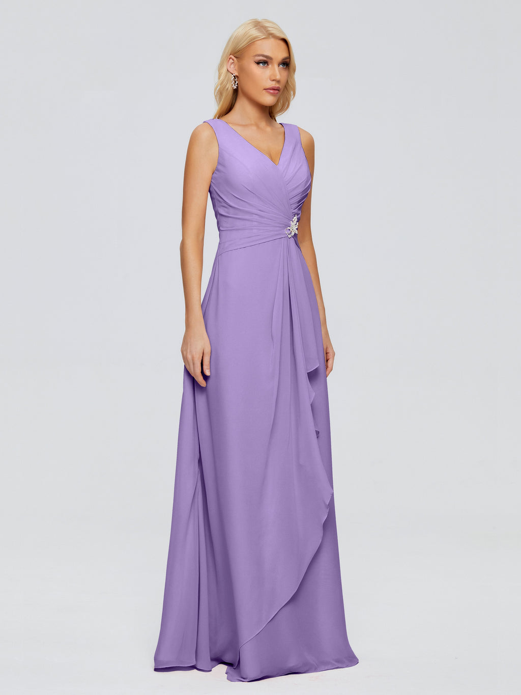 Maria V Neck Sleeveless Chiffon Bridesmaid Dresses