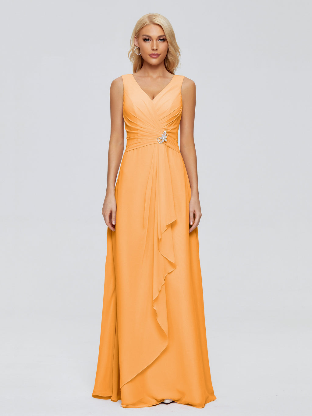 Maria V Neck Sleeveless Chiffon Bridesmaid Dresses