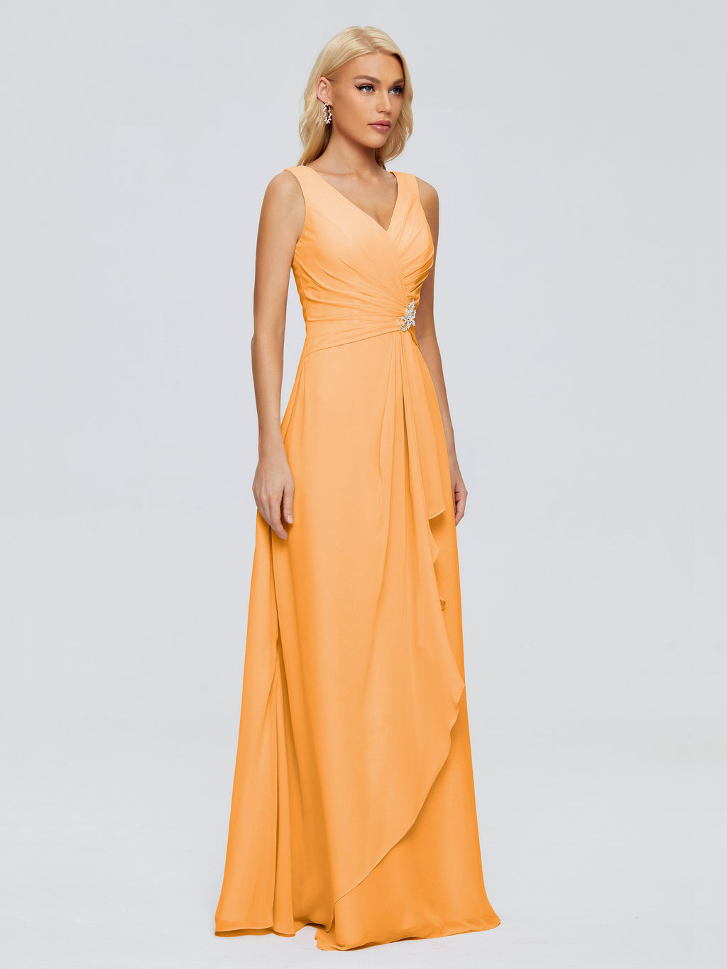 Maria V Neck Sleeveless Chiffon Bridesmaid Dresses