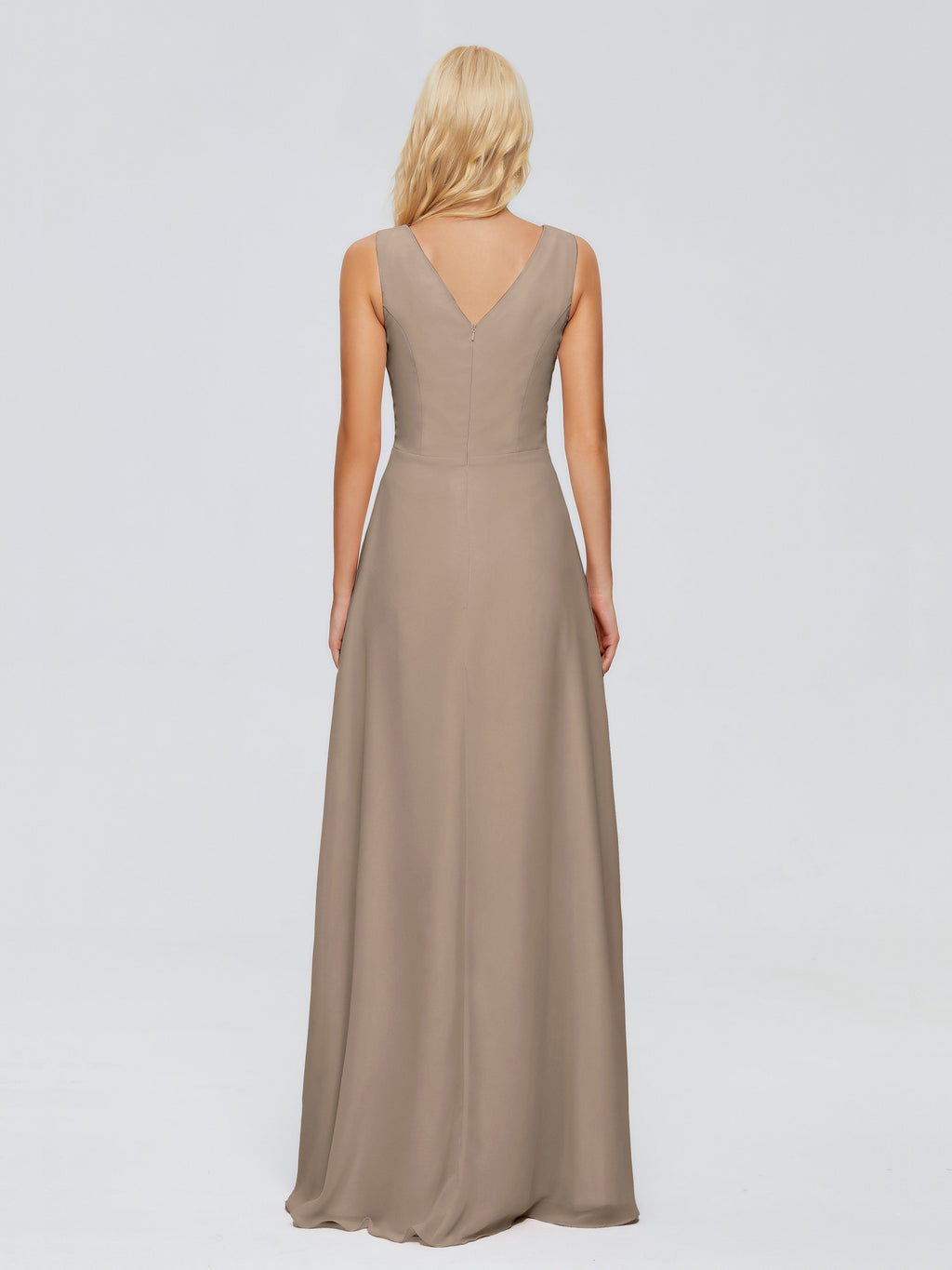 Maria V Neck Sleeveless Chiffon Bridesmaid Dresses