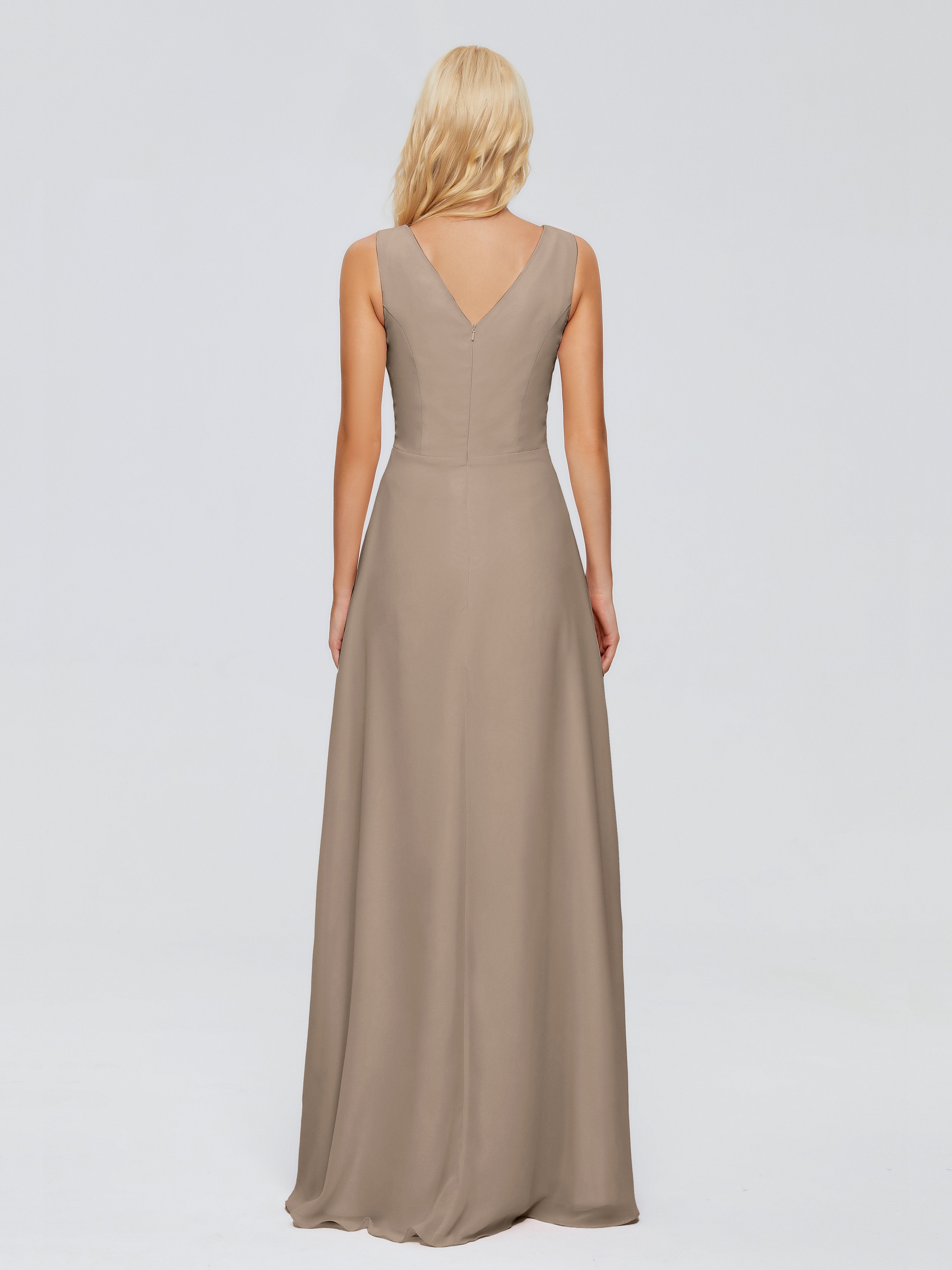 Maria V Neck Sleeveless Chiffon Bridesmaid Dresses