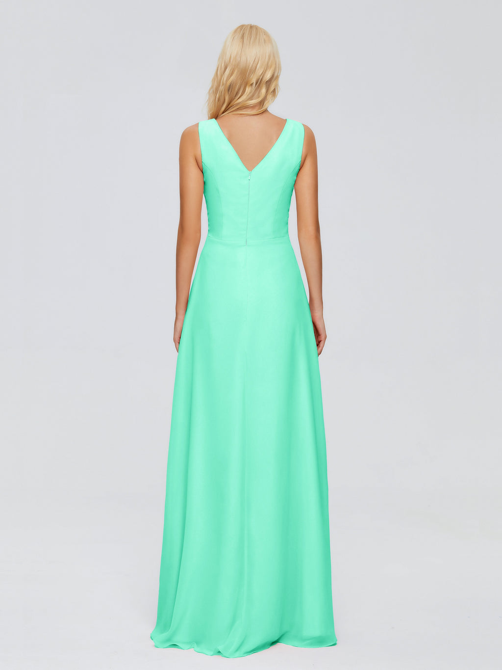 Maria V Neck Sleeveless Chiffon Bridesmaid Dresses