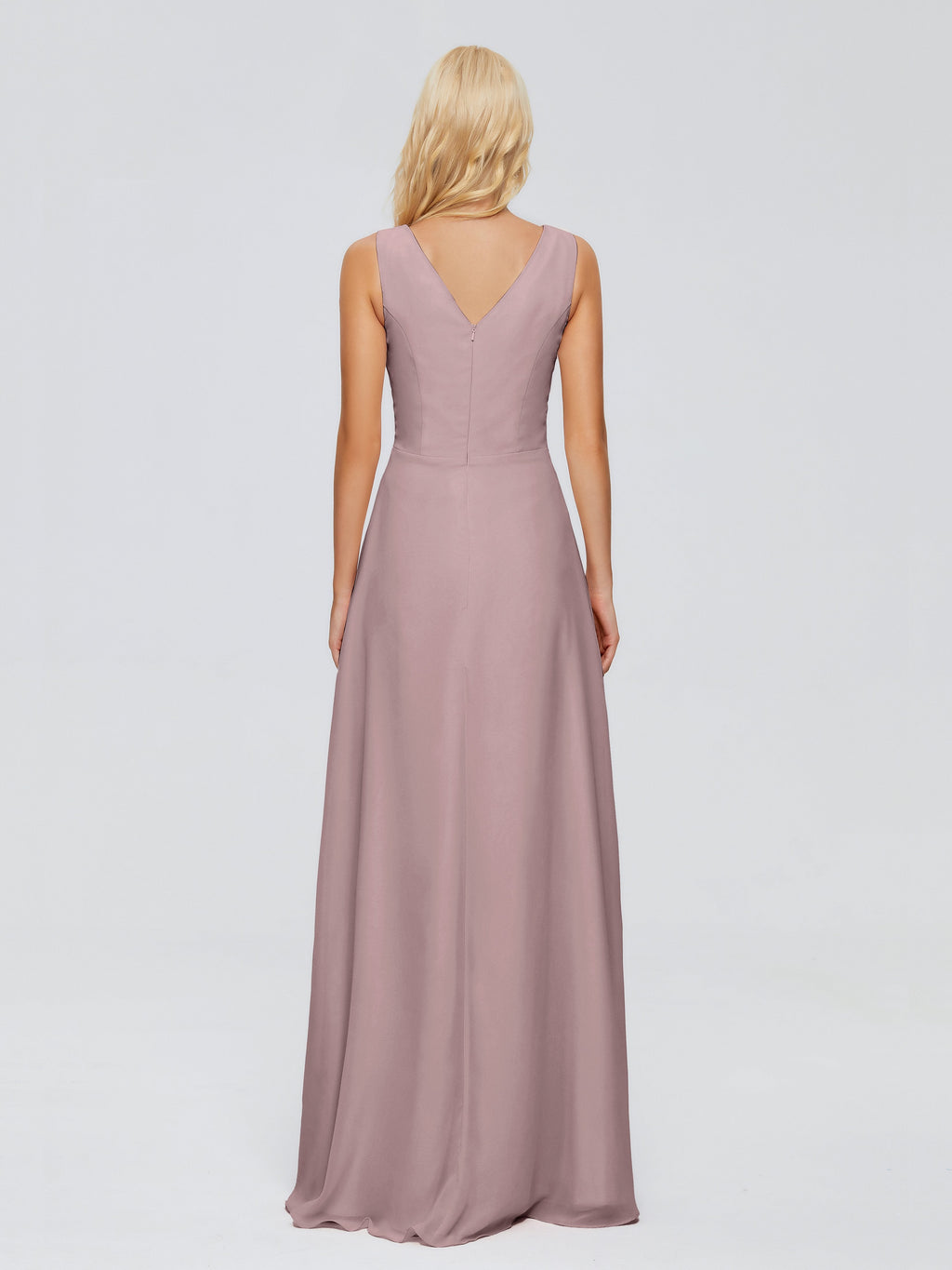 Maria V Neck Sleeveless Chiffon Bridesmaid Dresses