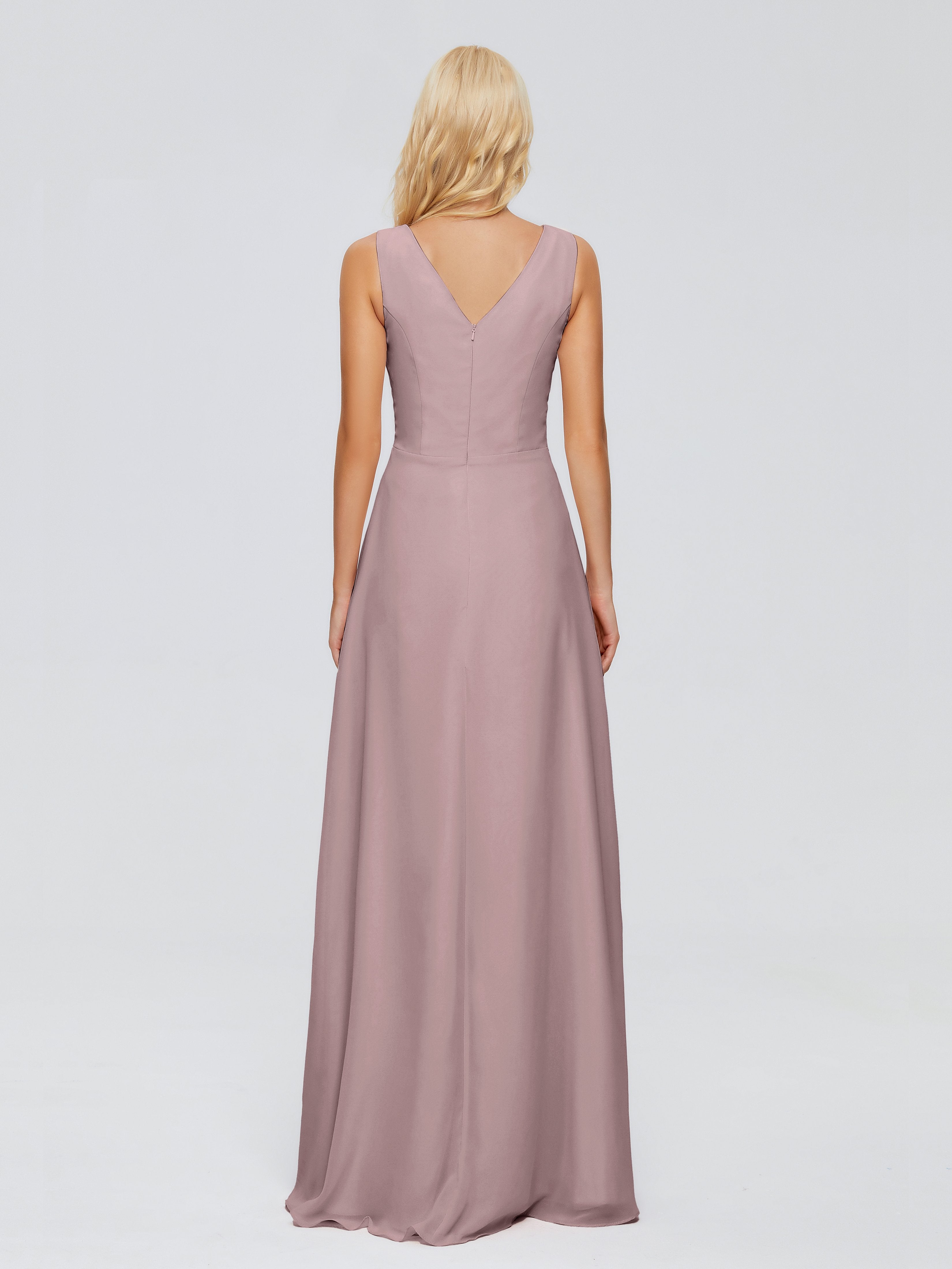 Maria V Neck Sleeveless Chiffon Bridesmaid Dresses
