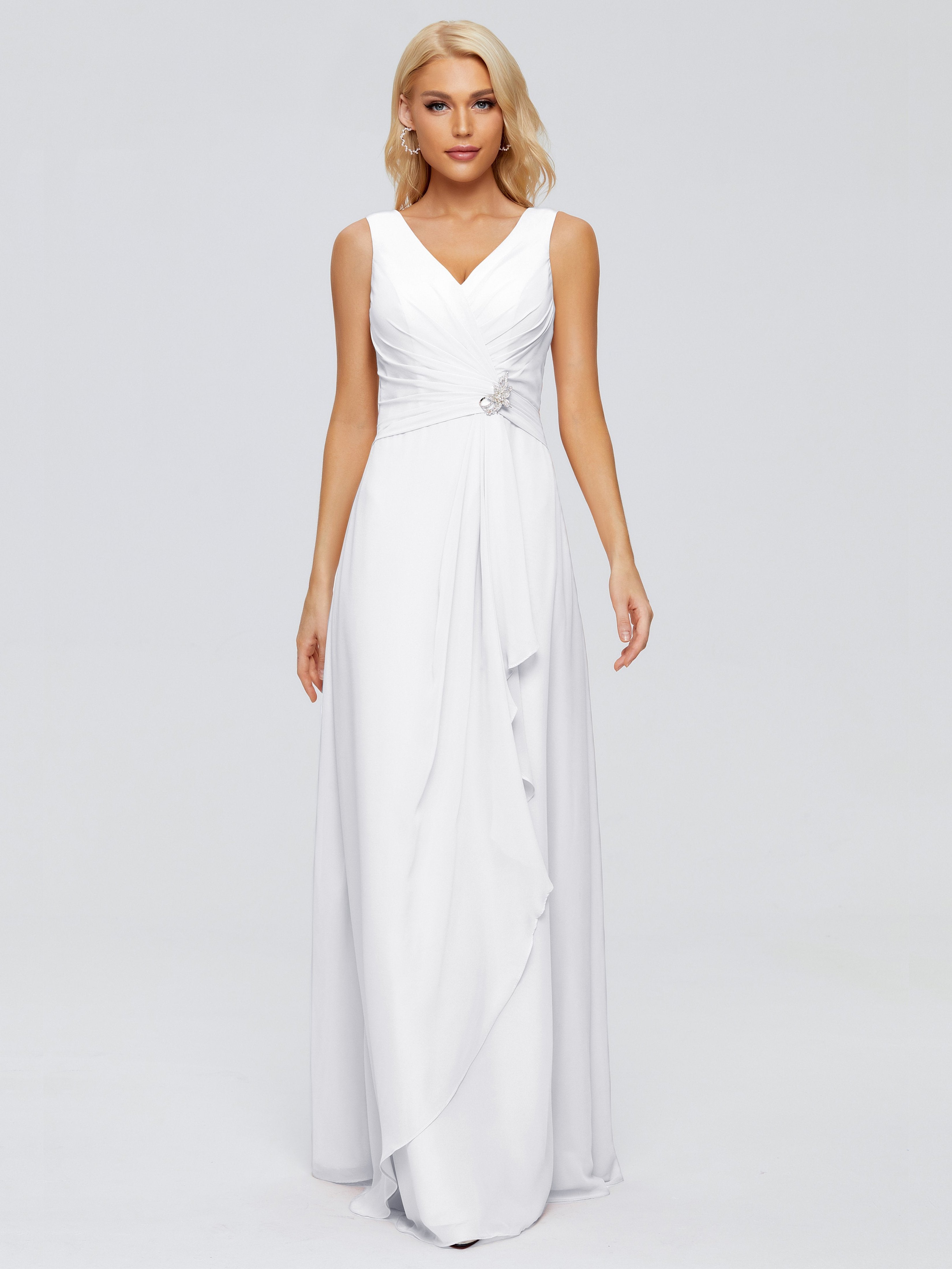 Maria V Neck Sleeveless Chiffon Bridesmaid Dresses