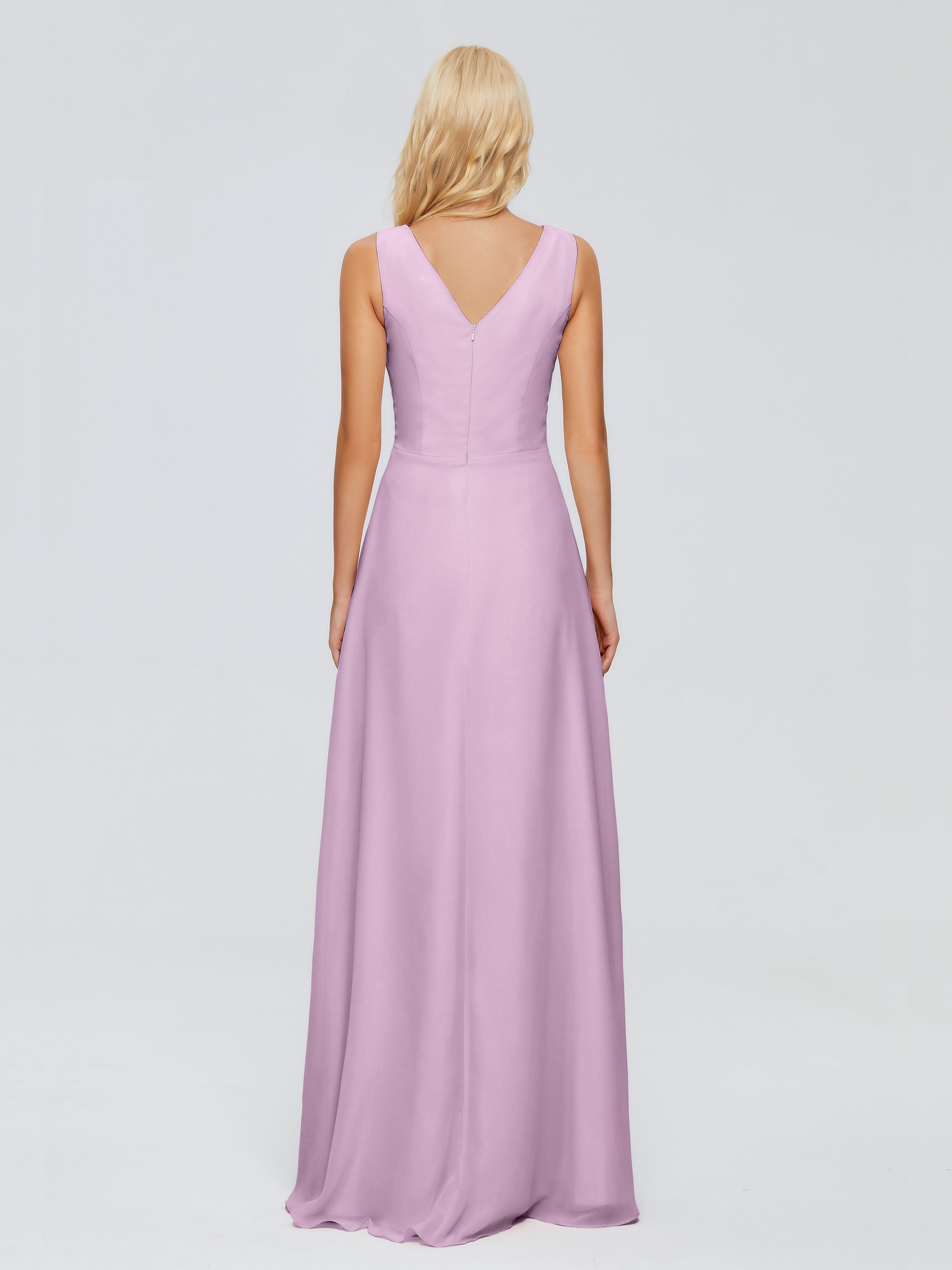 Maria V Neck Sleeveless Chiffon Bridesmaid Dresses