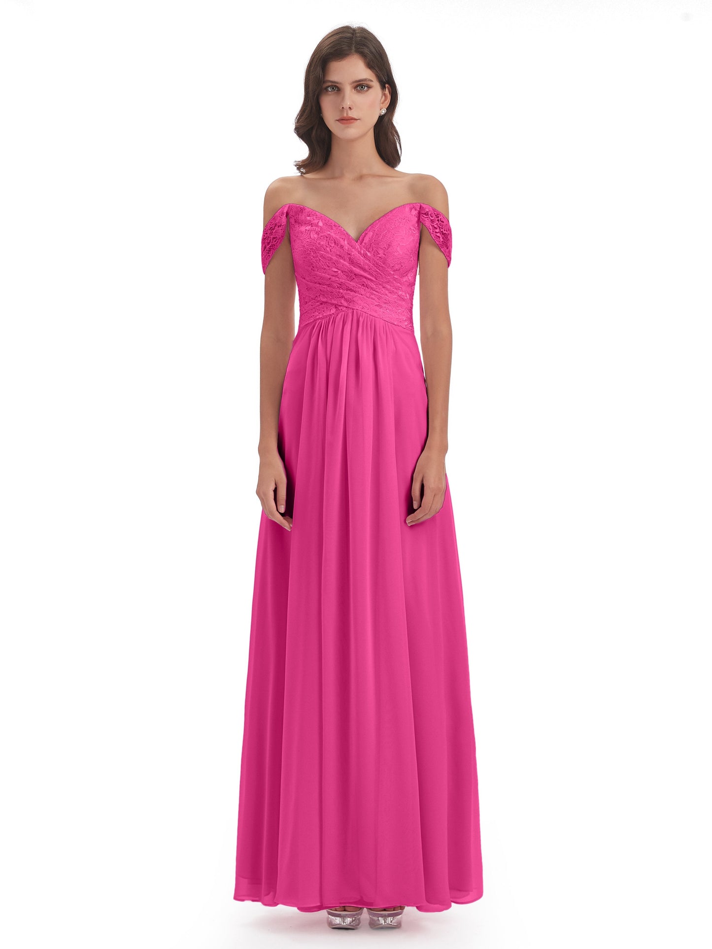 Marjorie Off The Shoulder Open Back Chiffon Long Bridesmaid Dresses