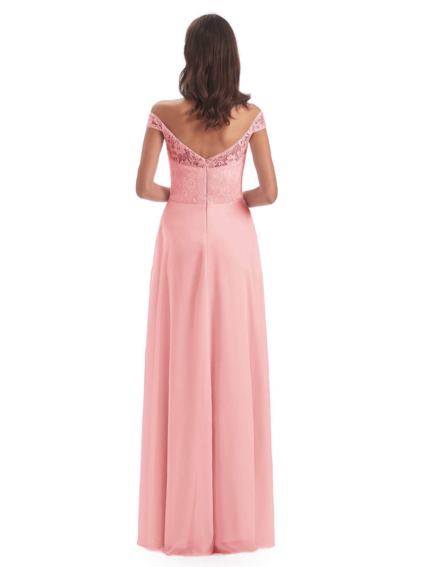 Marjorie Off The Shoulder Open Back Chiffon Long Bridesmaid Dresses