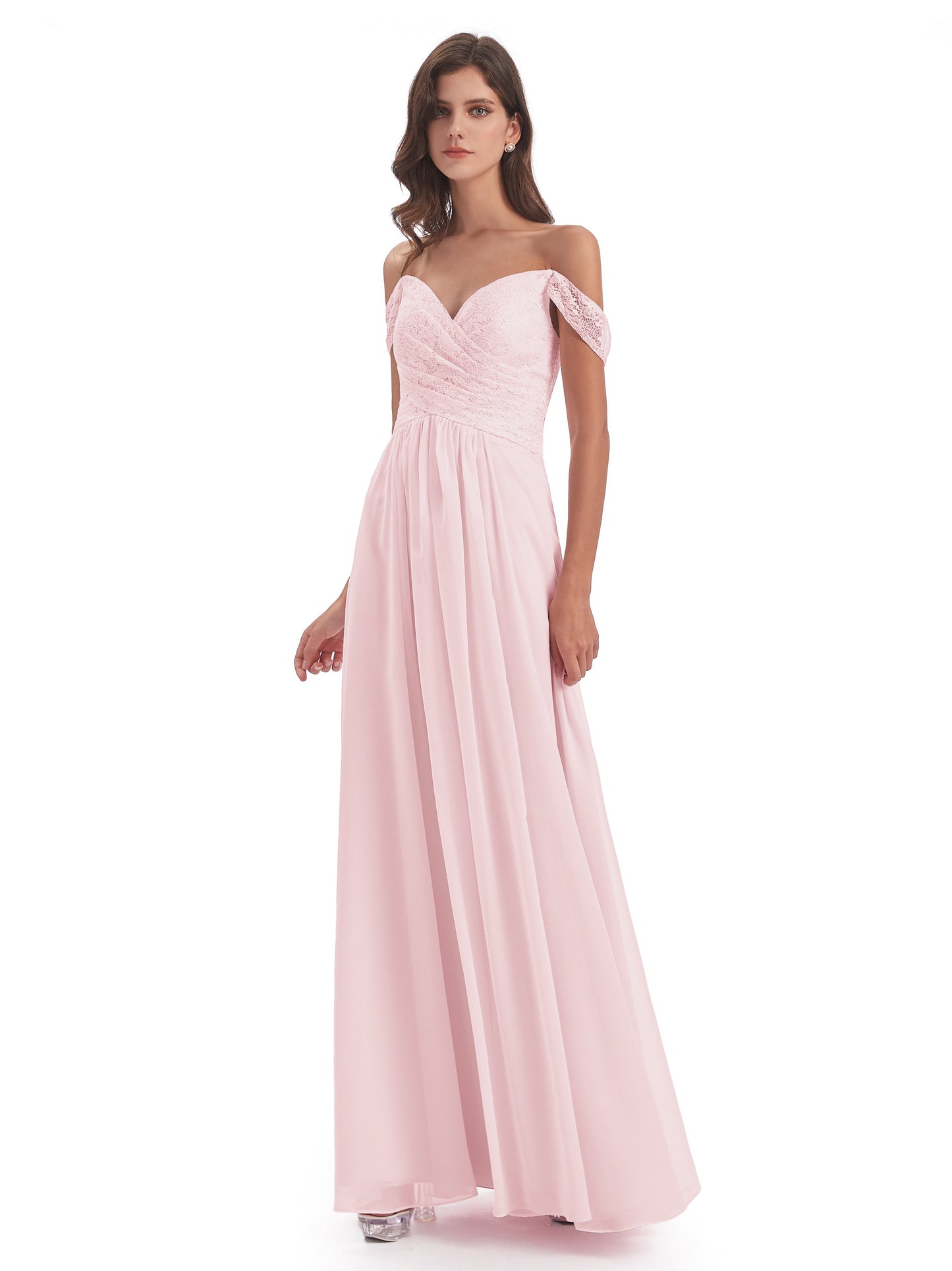 Marjorie Off The Shoulder Open Back Chiffon Long Bridesmaid Dresses