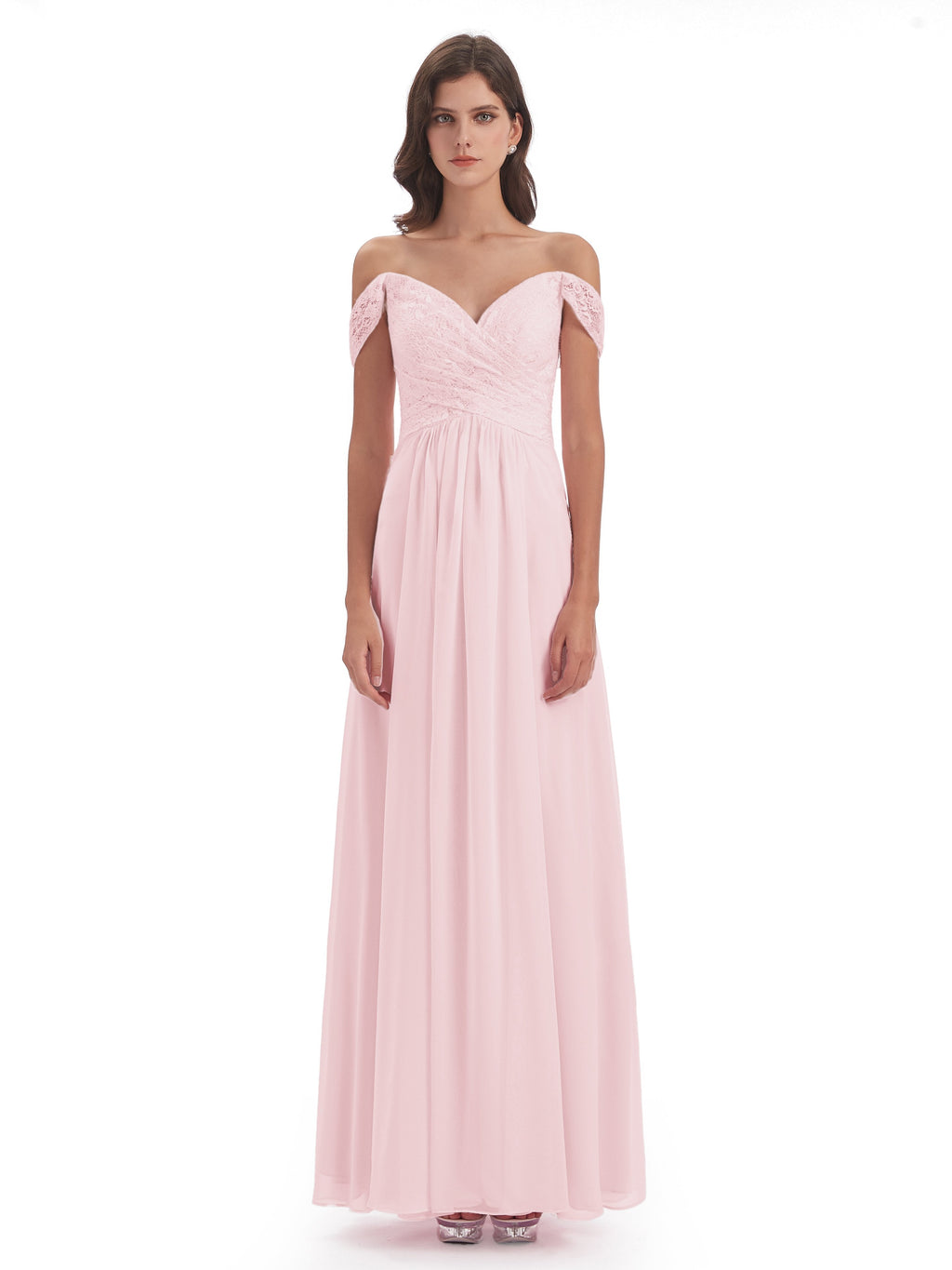 Marjorie Off The Shoulder Open Back Chiffon Long Bridesmaid Dresses