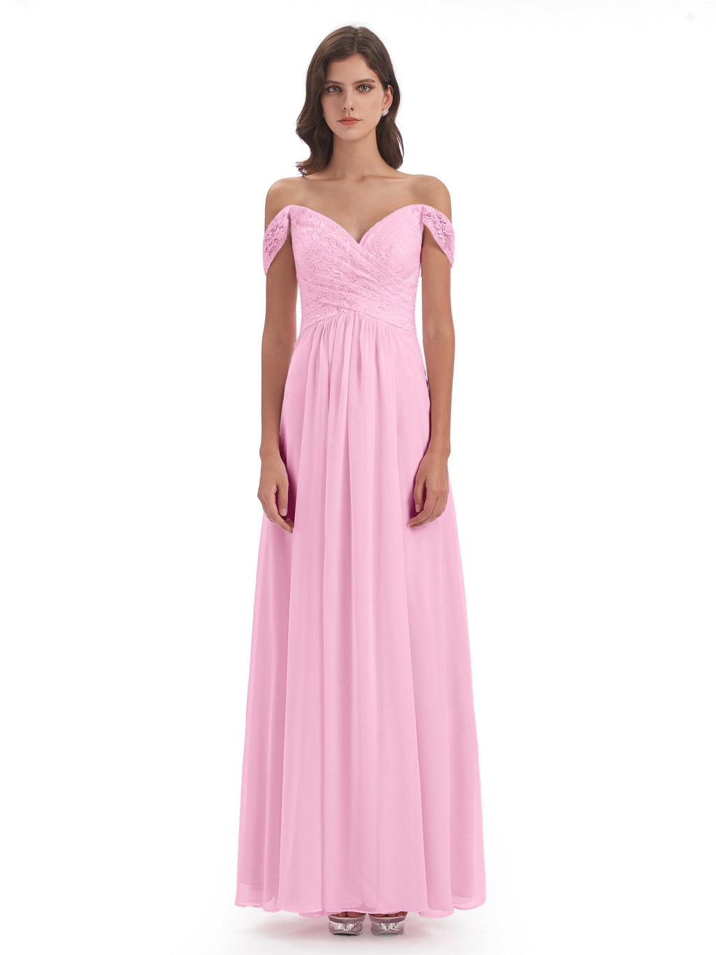 Marjorie Off The Shoulder Open Back Chiffon Long Bridesmaid Dresses