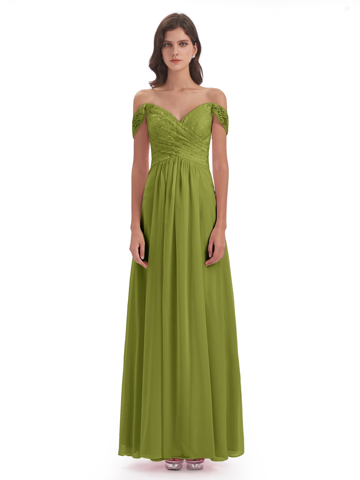 Marjorie Off The Shoulder Open Back Chiffon Long Bridesmaid Dresses