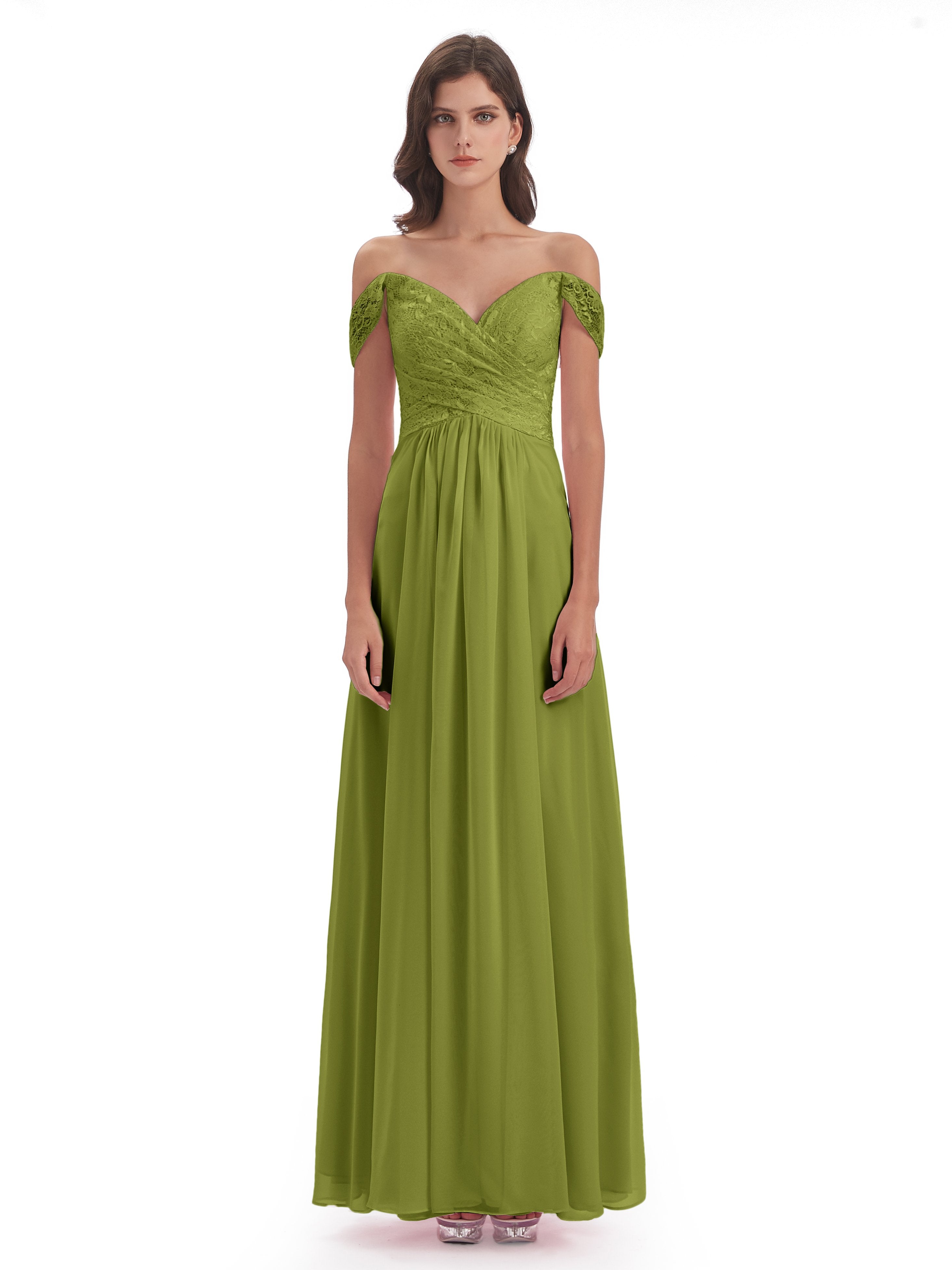 Marjorie Off The Shoulder Open Back Chiffon Long Bridesmaid Dresses