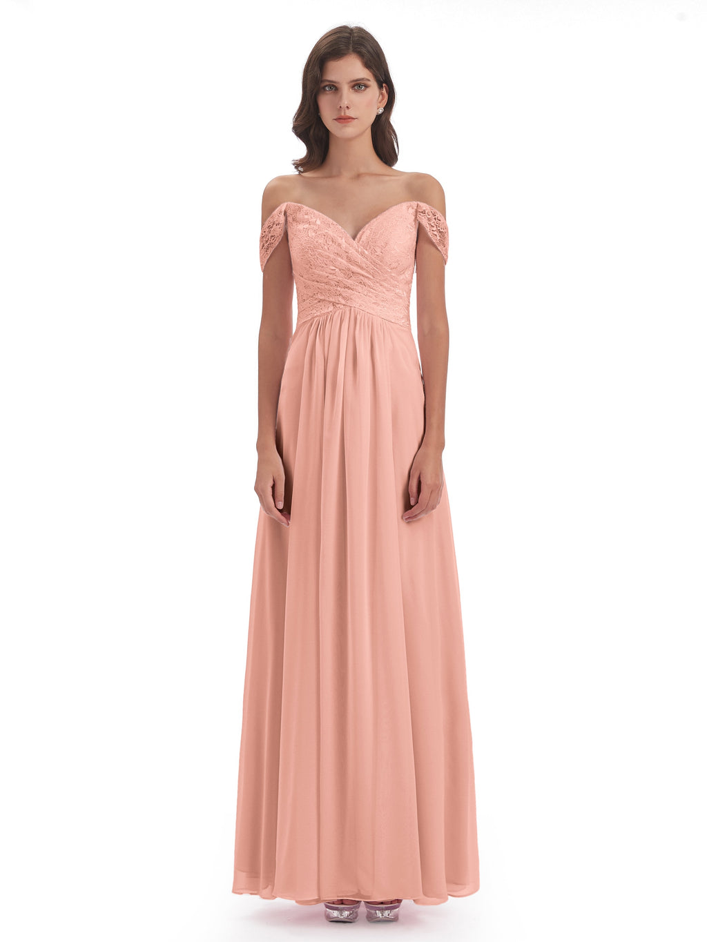 Marjorie Off The Shoulder Open Back Chiffon Long Bridesmaid Dresses