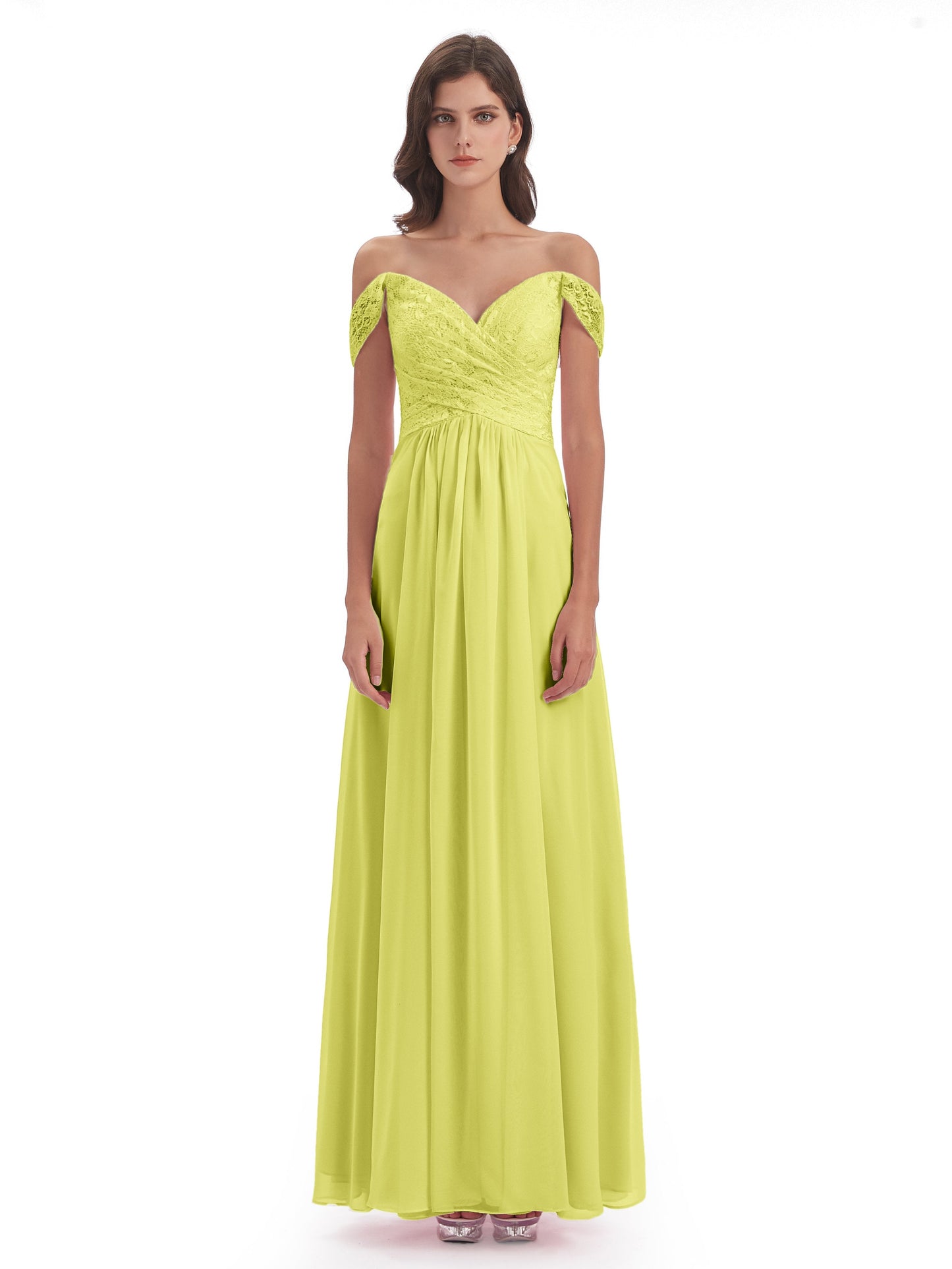 Marjorie Off The Shoulder Open Back Chiffon Long Bridesmaid Dresses