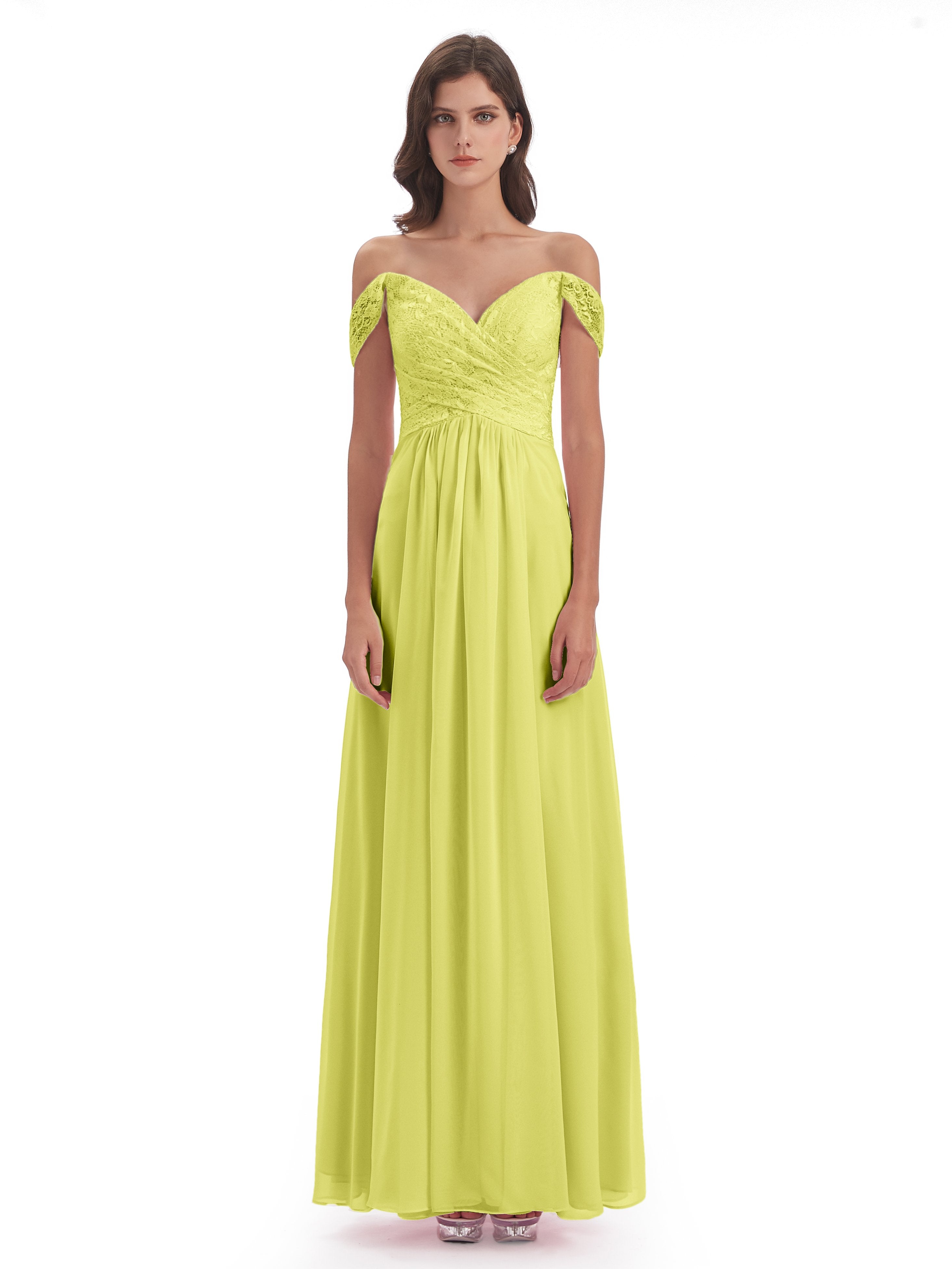 Marjorie Off The Shoulder Open Back Chiffon Long Bridesmaid Dresses