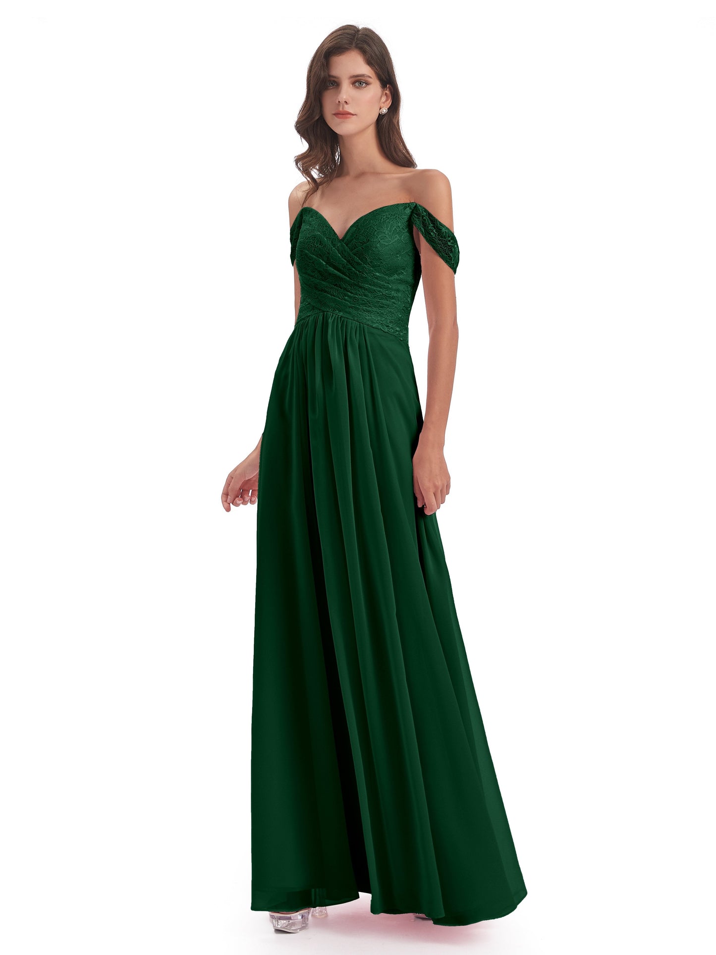 Marjorie Off The Shoulder Open Back Chiffon Long Bridesmaid Dresses