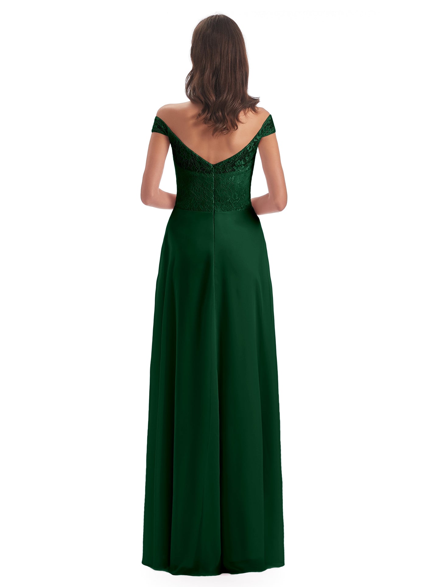 Marjorie Off The Shoulder Open Back Chiffon Long Bridesmaid Dresses